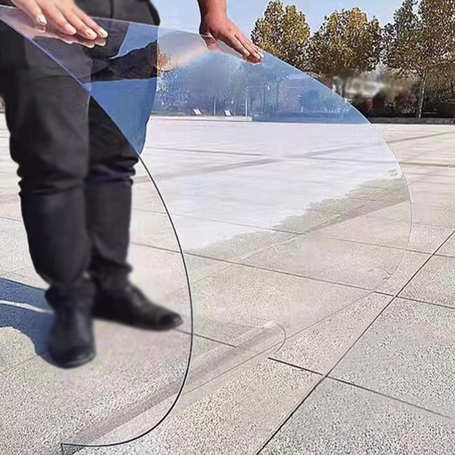 Polycarbonate Roofing Sheet,1mm Thick Clear Acrylic Plastic Sheet,Greenhouse Canopy Carport Outdoor Cold Frame Rainproof/Anti-UV Roof Covering Replacement Panel,Easy to Bend (5.1ft x 3.3ft)