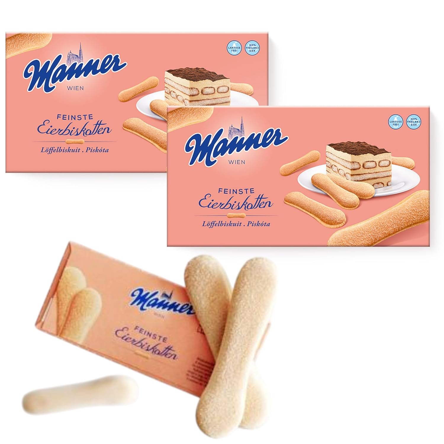 Manner Lady Fingers, 7oz/200g each, (2 Pack) Perfect for tiramisu and other delicious desserts. Product of Austria. Roasted by Manner in Vienna