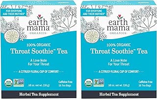 Earth Mama Throat Soothie Tea with Elderflower for Immune Support | Formulated with No Licorice | Safe for Kids & During Pregnancy, 16-Count (2-Pack)