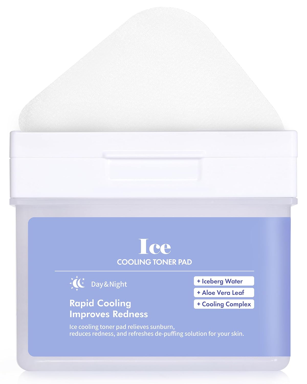 DERMAL Ice Cooling Toner Pad - Korean Soothing & Hydrating Toner Pads with Aloe Vera - After Suncare, Sunburn Relief, Redness Relief - Vegan Square Pads - High Capacity, 120 Pads