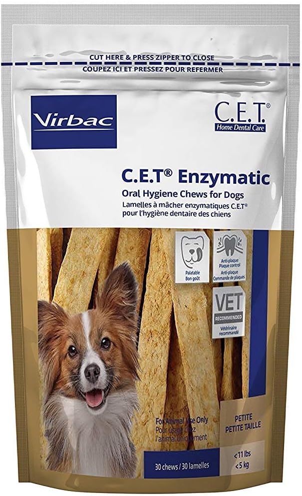 Virbac C.E.T. Enzymatic Oral Hygiene Chews, Small Dog, 30 Count,Beef,0.65 pounds
