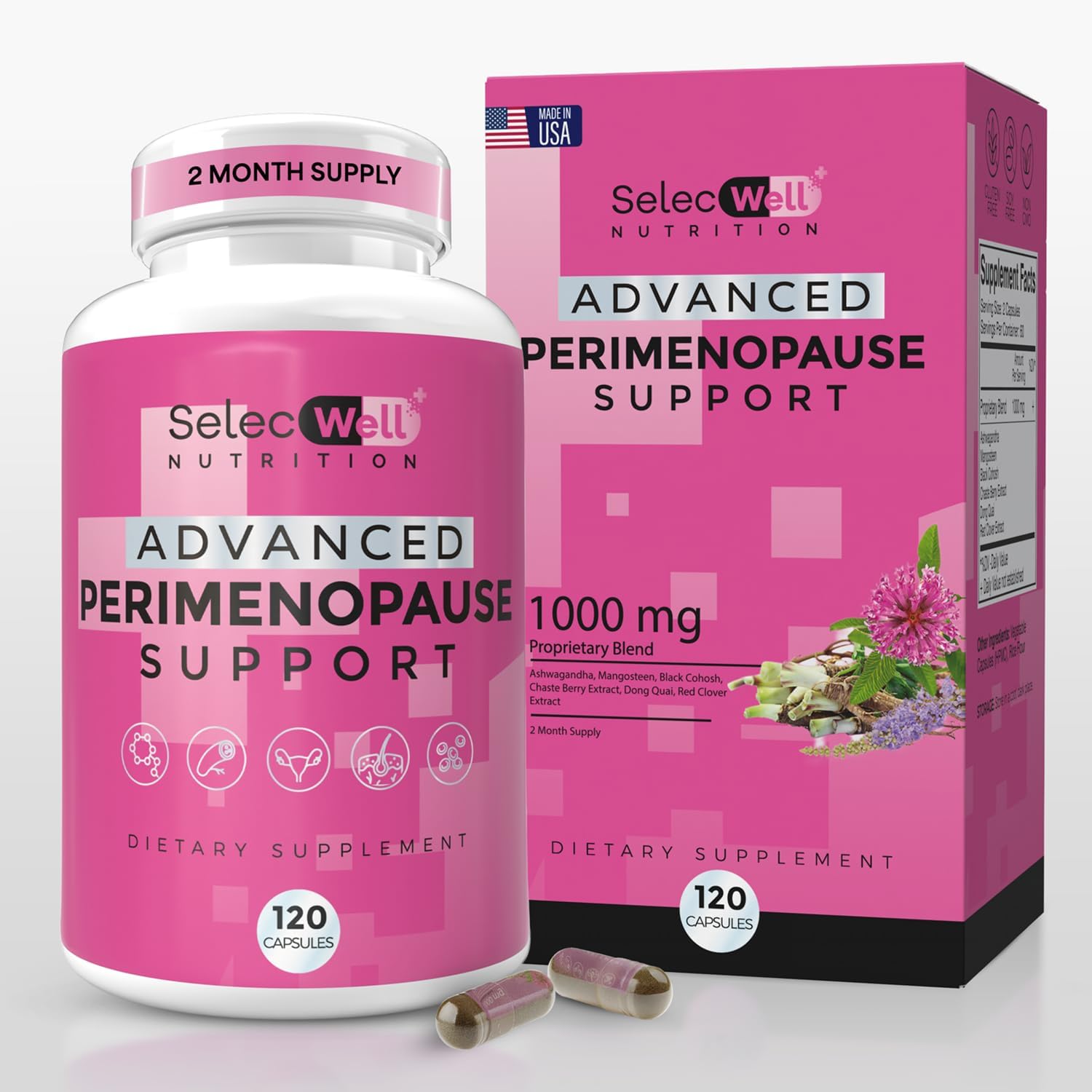 Advanced Perimenopause Support Supplement for Women | Supports Hormonal Balance | Provides Menopause Relief, Hot Flash & Night Sweats Relief | Clinically Proven Ingredients | 120 Capsules