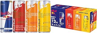 Red Bull Energy Drink Variety Pack, Energy Drink, Red, Yellow & Amber, with 80mg Caffeine plus Taurine & B Vitamins, 8.4 Fl Oz, Pack of 12 Cans