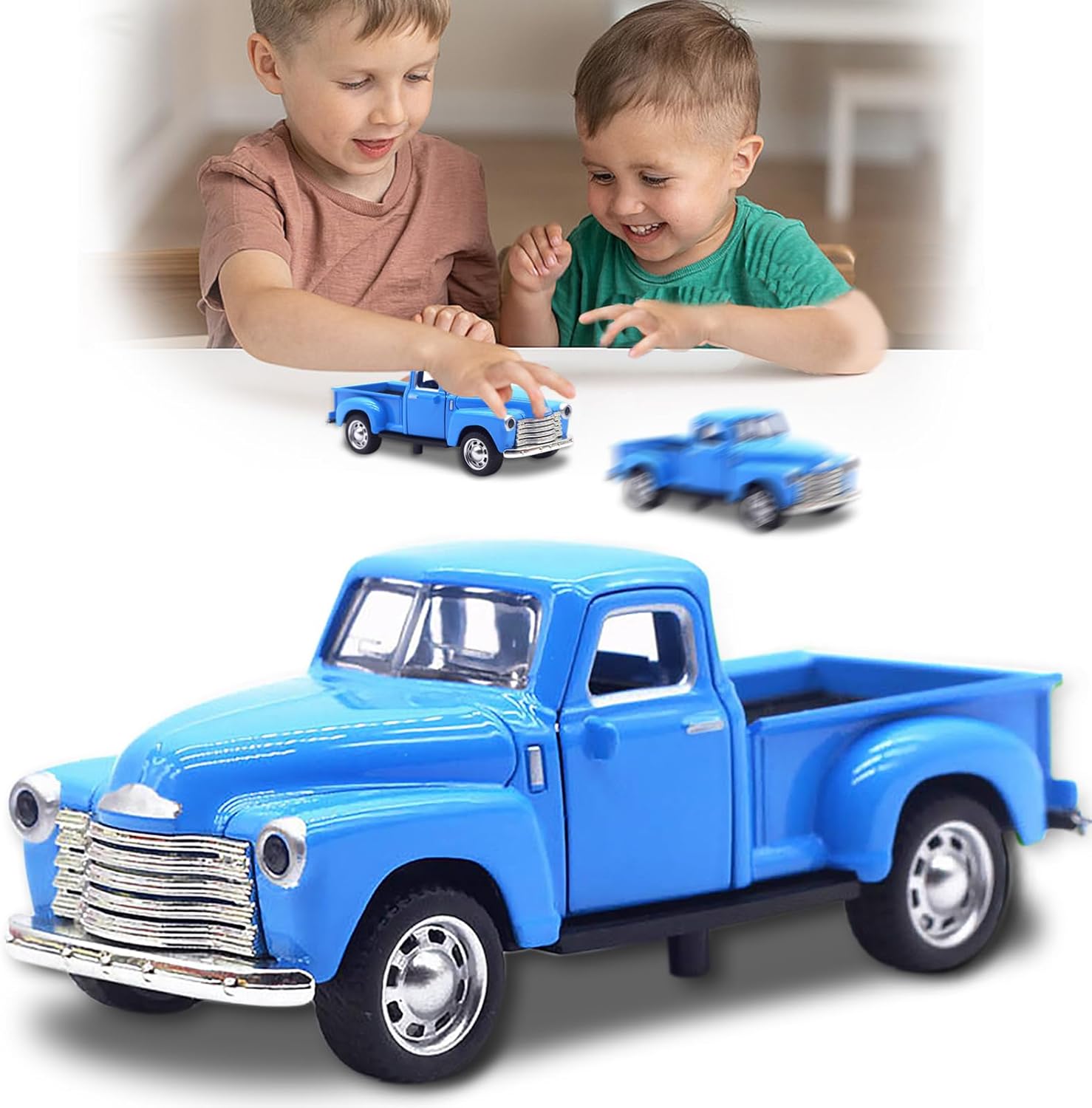 Little Blue Truck Toy for Kids Ages 2 3 4 5 6 7 8 Year Old Boys Girls,1:32 Alloy Kids Car Toy Driveable,Car Door Can Open,Toy Trucks for Toddlers Easter Christmas Birthday Gifts