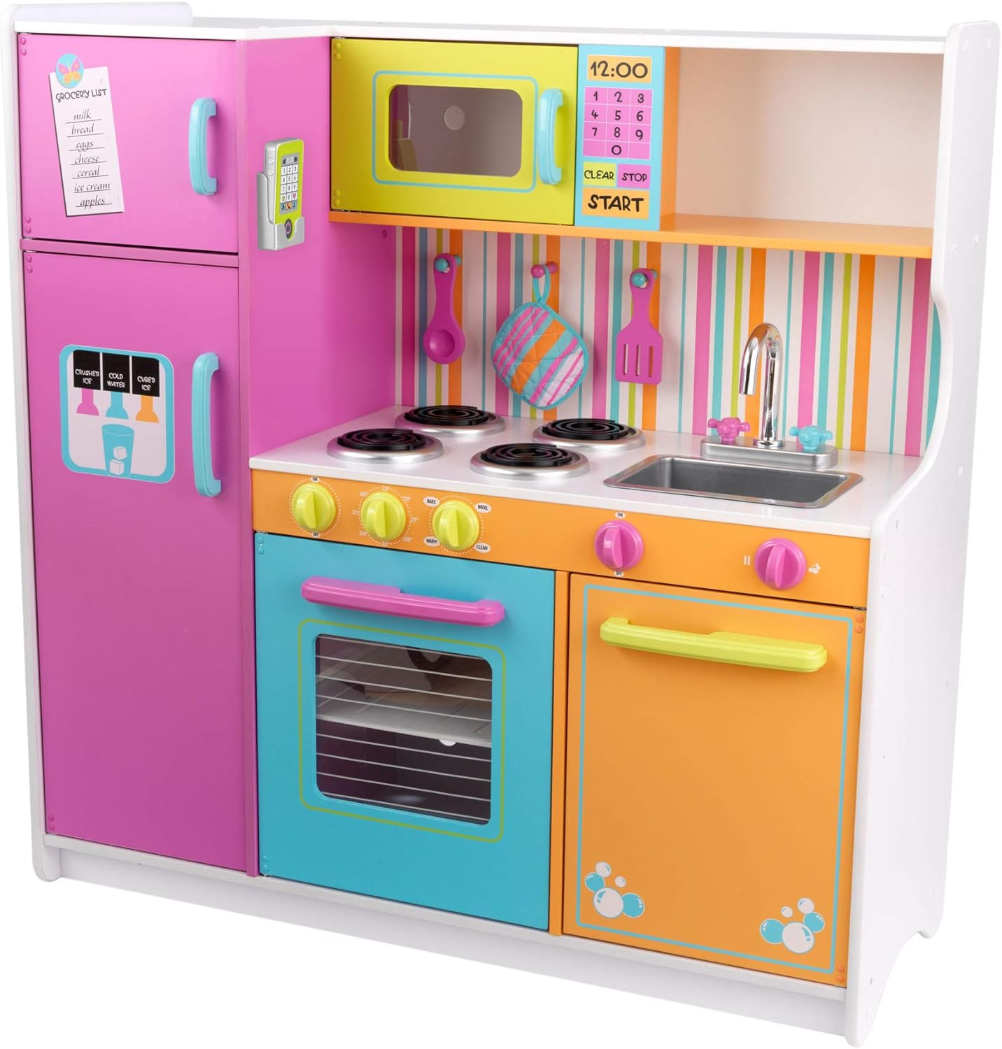 KidKraft Deluxe Big and Bright Toy Kitchen for Kids, Wooden Play Kitchen with Toy Phone and Kitchen Accessories, Kids' Kitchen set, Kids' Toys, 53100