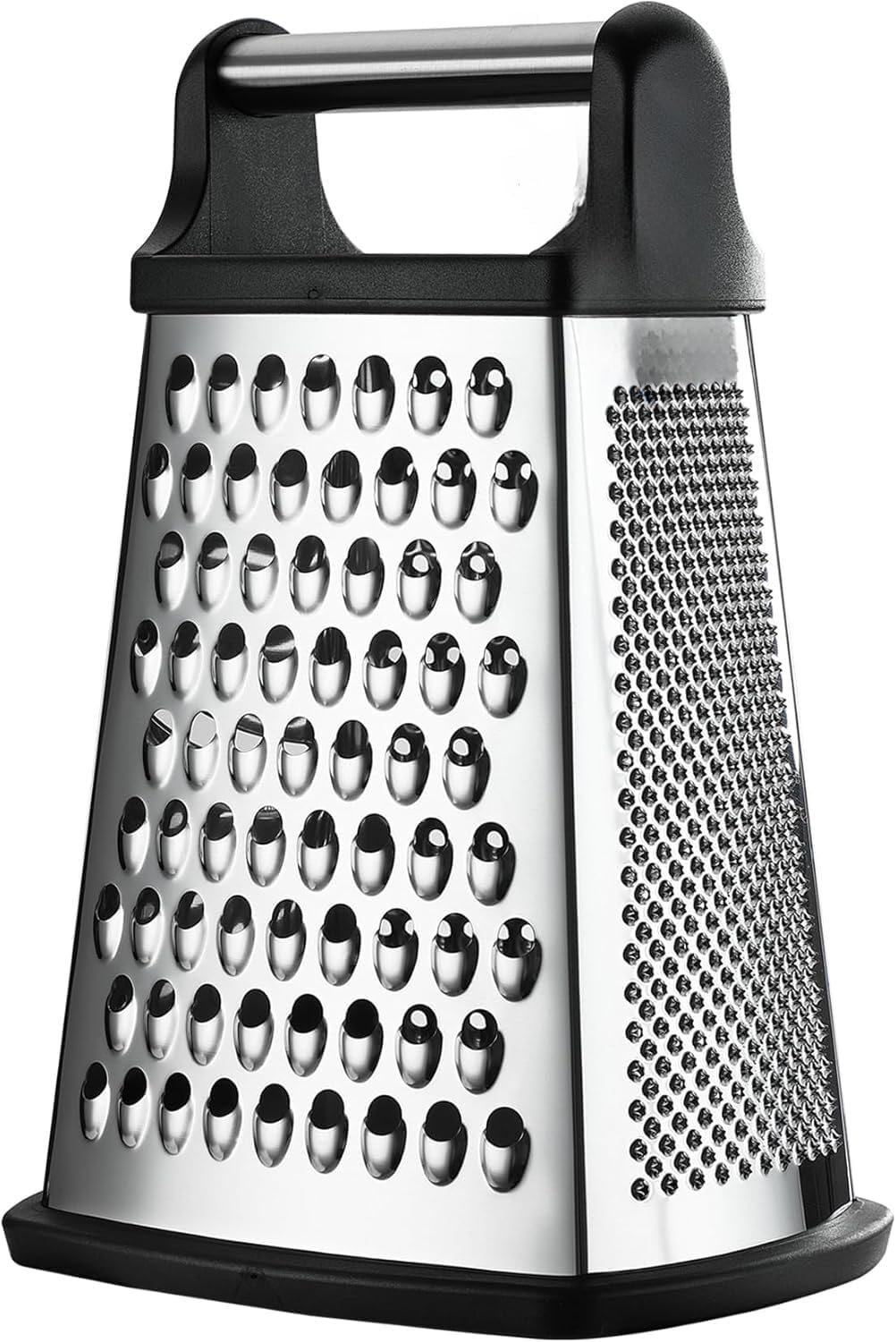 Professional Cheese Grater - Stainless Steel, 4 Sides - Ideal for Parmesan Cheese, Vegetables, Ginger - Dishwasher Safe - Black