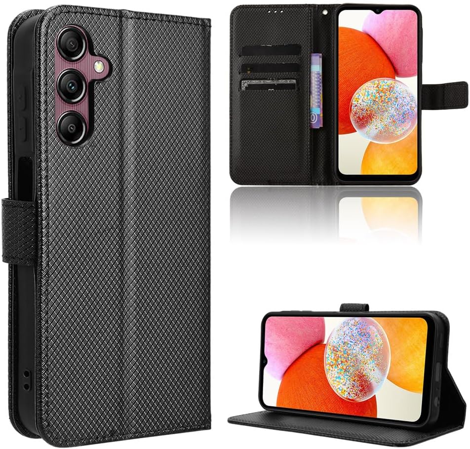 Compatible with Samsung Galaxy A15 5G Leather Case Cover,PU Leather flip Cover Compatible with Samsung SM-A155F/DSN Galaxy A15 4G / SM-A155M/DS SM-A156E/DSN SM-A156U1/DS Case Cover Black