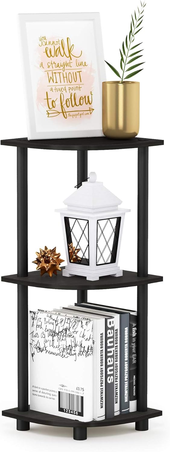 Furinno 3 tier Toolless Shelves, Wood, Espresso/Black, one size