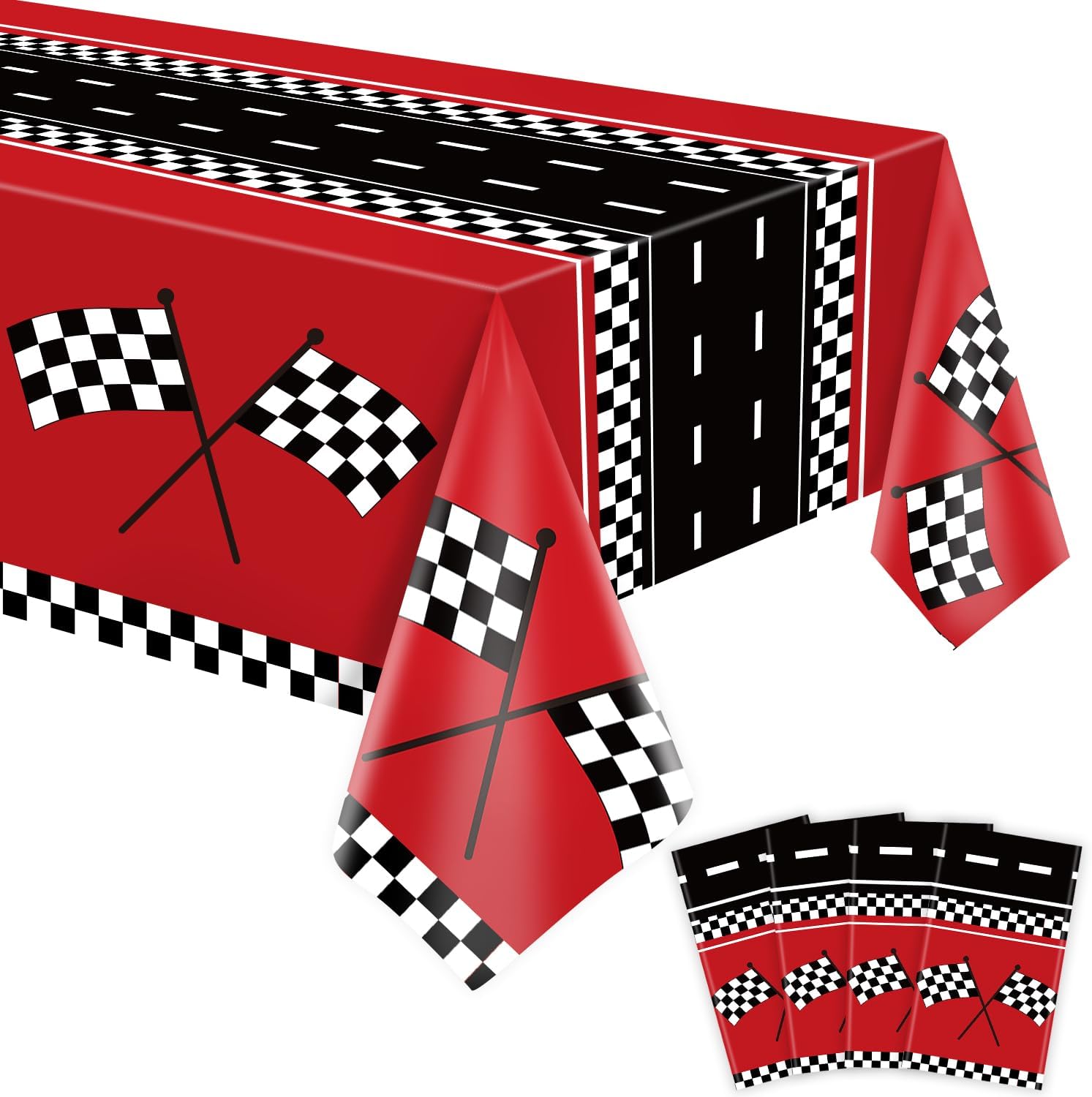 FVEOCR 4Pcs Racing Car Tablecloths Car Birthday Party Road Table cloth Race Car Party Tableware Racing Theme Party Car Party Decorations Supplies 51 X 86IN