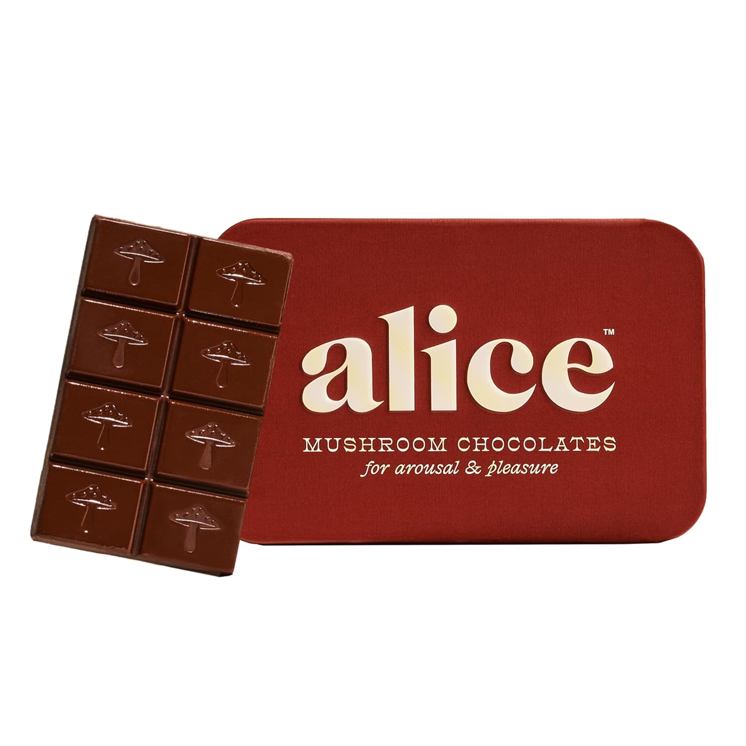 Alice Mushrooms Happy Ending | Sensual Mushroom Chocolates | Improves Mood, Performance, Vitality, Energy and Engagement | Cordyceps, Ashwaganda, Cayenne, Cinnamon & More