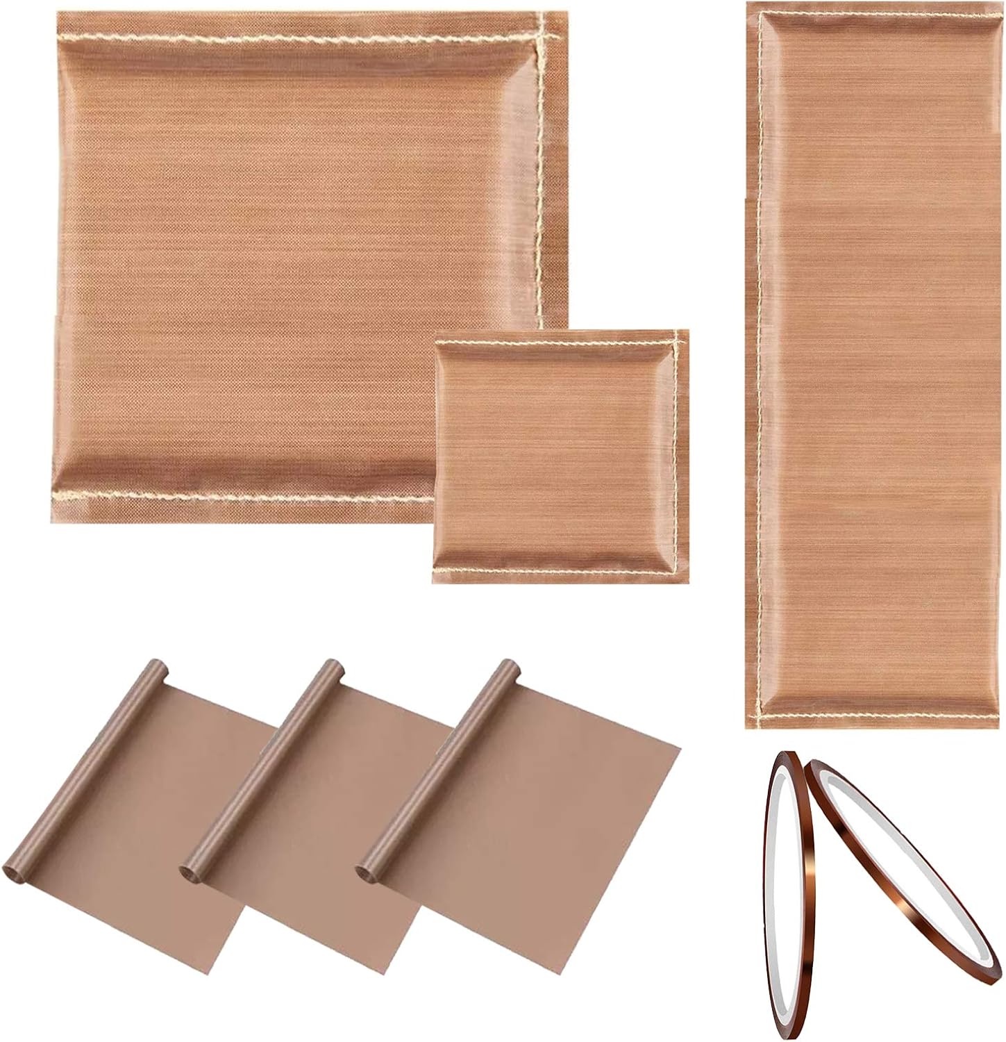 Heat Press Pillow Bundle Set Includes 3 Sizes Heat Resistant Pressing Pillows Mat,3 Teflon Sheets and 2 Roll of Tape, Fire Resistant, Waterproof for Heat Press Printing and Vinyl Projects