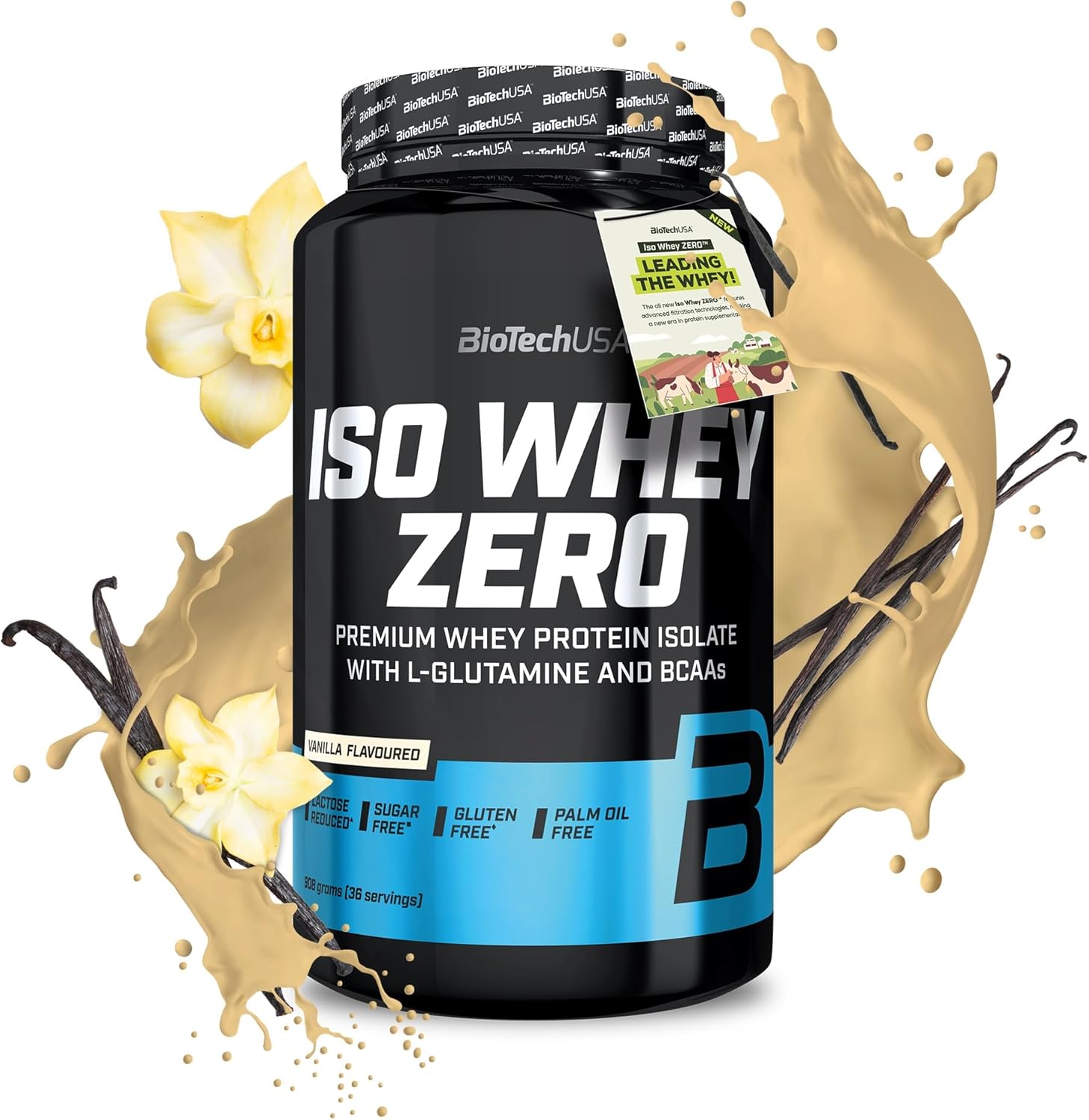 BioTechUSA Iso Whey Zero | Premium Whey Protein Isolate | Grass-Fed | Enzyme-Free | Sugar- and Gluten-Free, 908 g, Vanilla