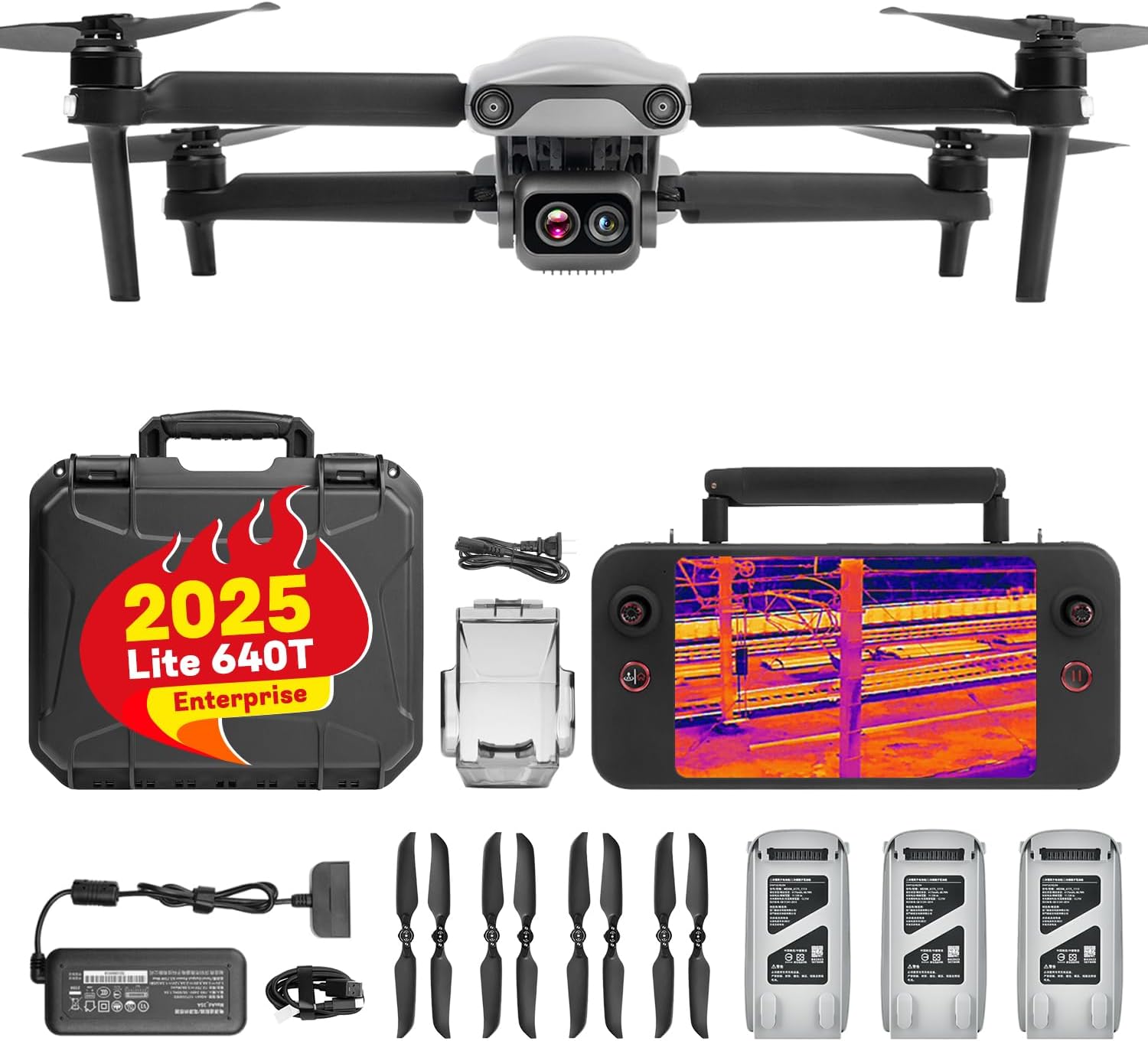 Autel Robotics EVO Lite 640T Enterprise, 640x512@30 fps T~hermal Imaging,1/2'' CMOS 48MP Visible Camera,16x Digital Zoom, AI Target Recognition, Remote ID Supported, 40 Minutes, 12KM Transmission