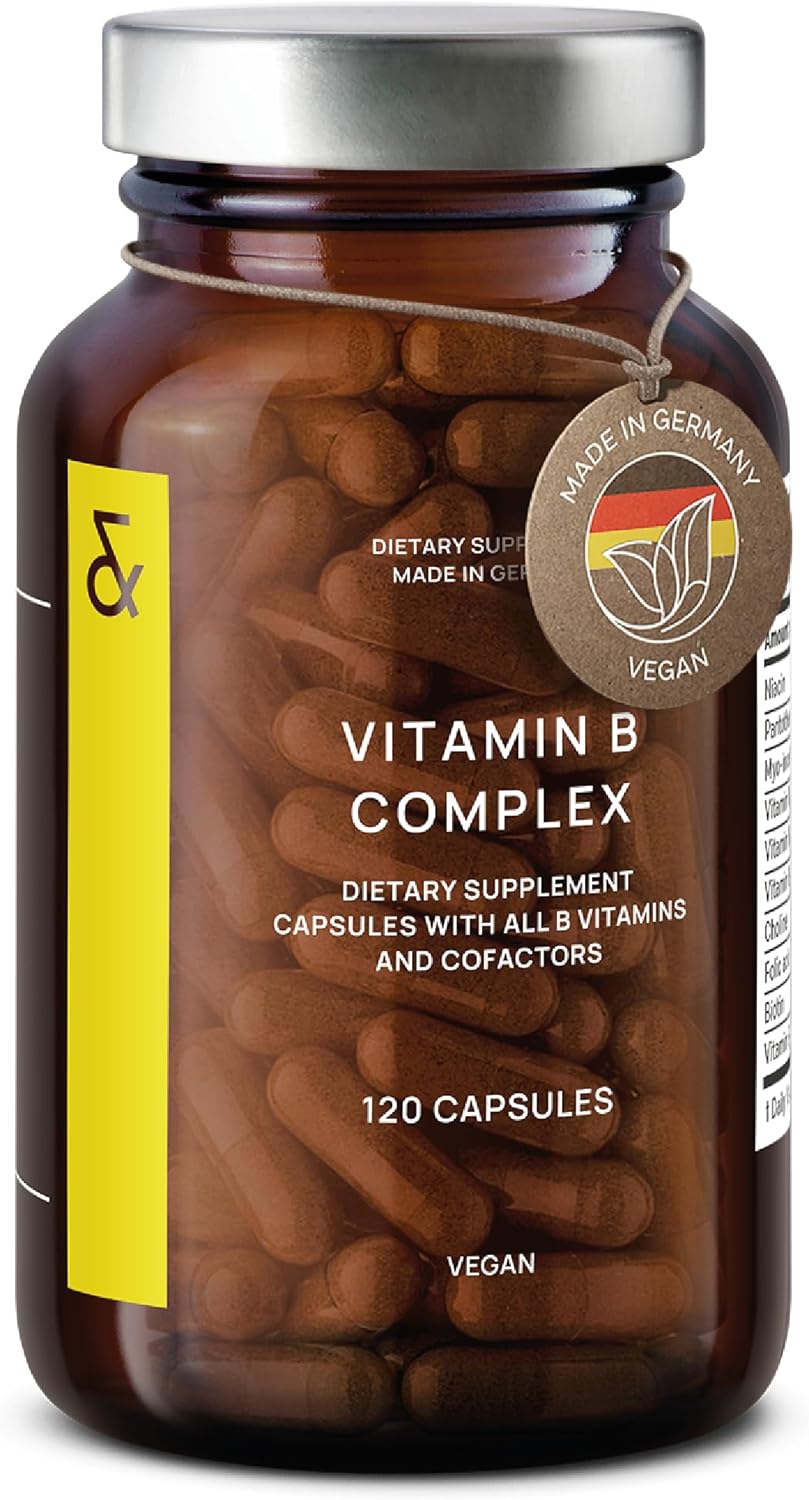 Vitamin B Complex Vegan | High Strength - All 8 B Vitamins + Co-Factors | 120 Capsules for 120 Days | VIT B1, B2, B3, B5, B6, B12, Biotin & Folic Acid + Myo-Inositol + Choline