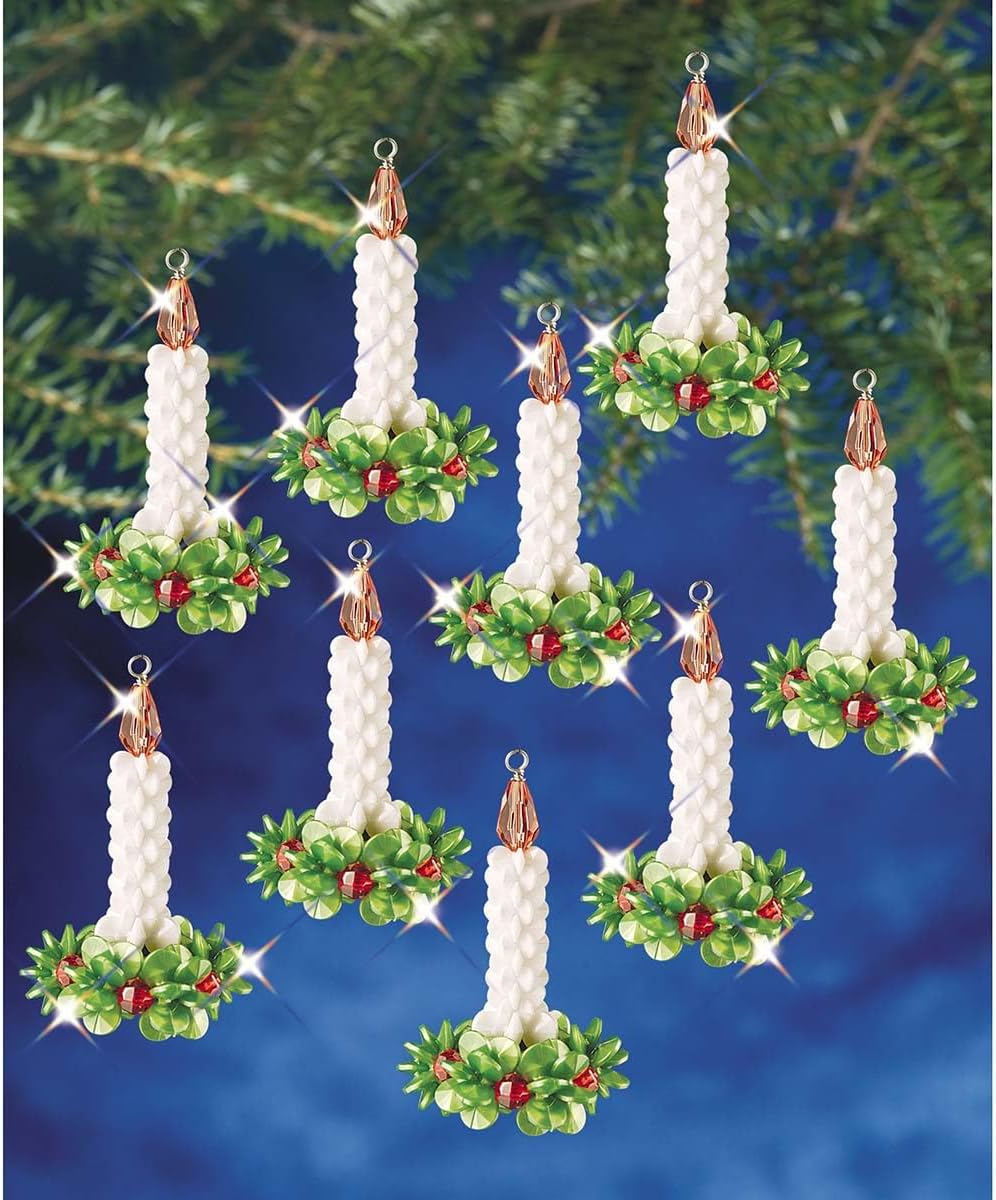 The Beadery Holiday Beaded Ornament Kit-Candle Wreath Makes 12 BOK-7464