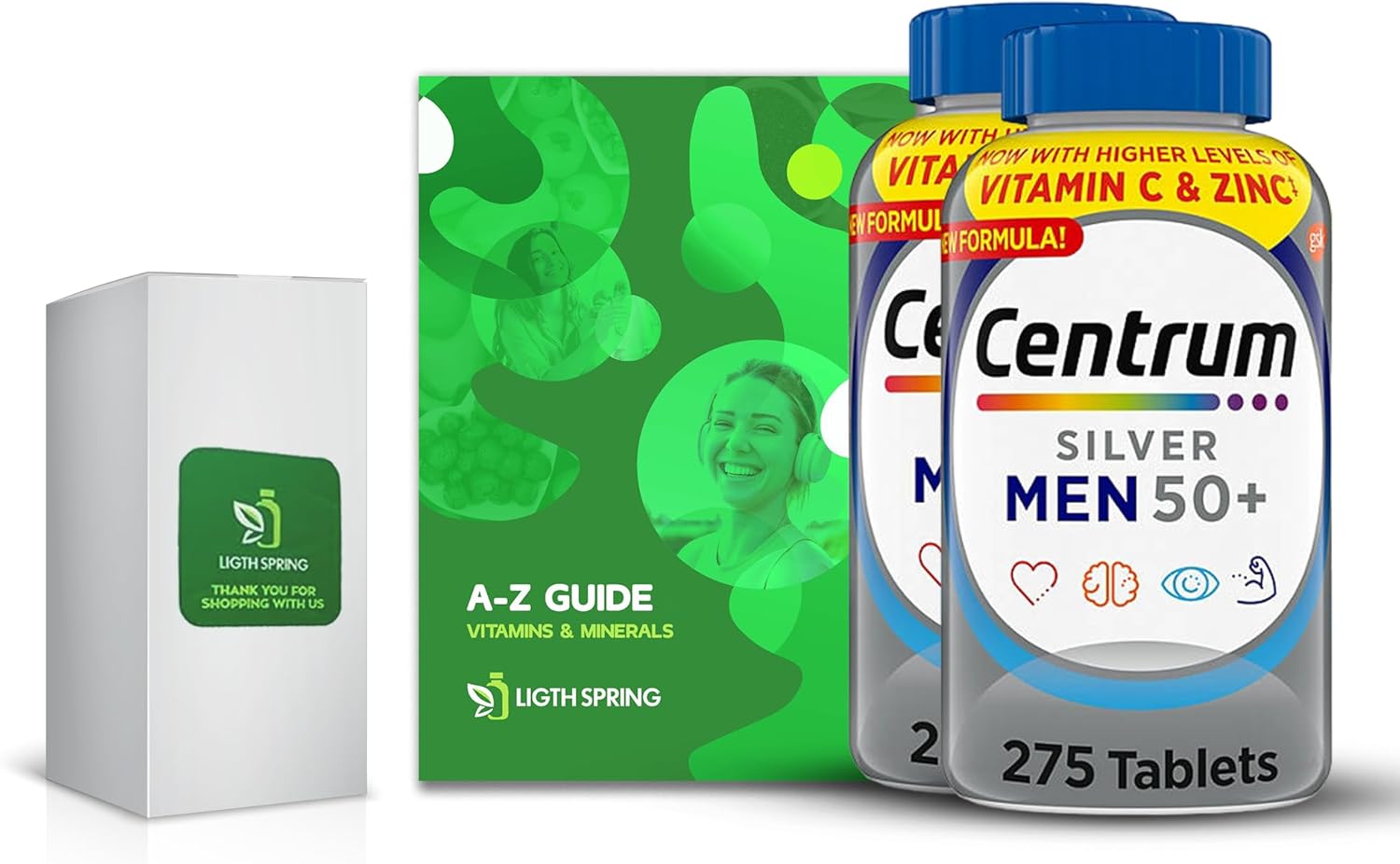 Centrum Silver Men 50+ Multivitamin Tablets, 275 Count (2 Pack) with Exclusive Vitamins & Minerals - A to Z - Better Guide (3 Items)