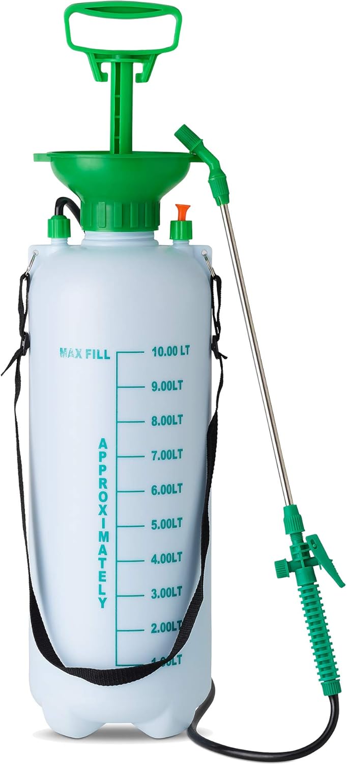 SA Products Pump Action Pressure Sprayer - Weed Killer Sprayer Pump for Fertiliser Pesticides, Fungicides, Cleaning - Garden Sprayer with Plastic Lance & Carry Strap - Water Spray Bottles - (10 Litre)