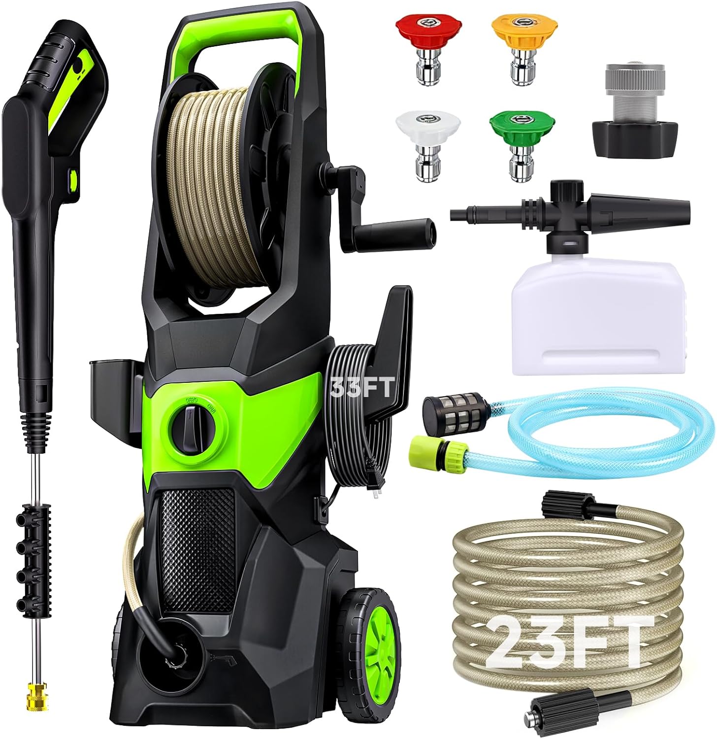 Electric Pressure Washer, 2.5 GPM High Power Washer with 4 Nozzles Set & Foam Cannon, Power Washer for Driveways, Cars, Fences, Decks, Patios, and Outdoor Cleaning