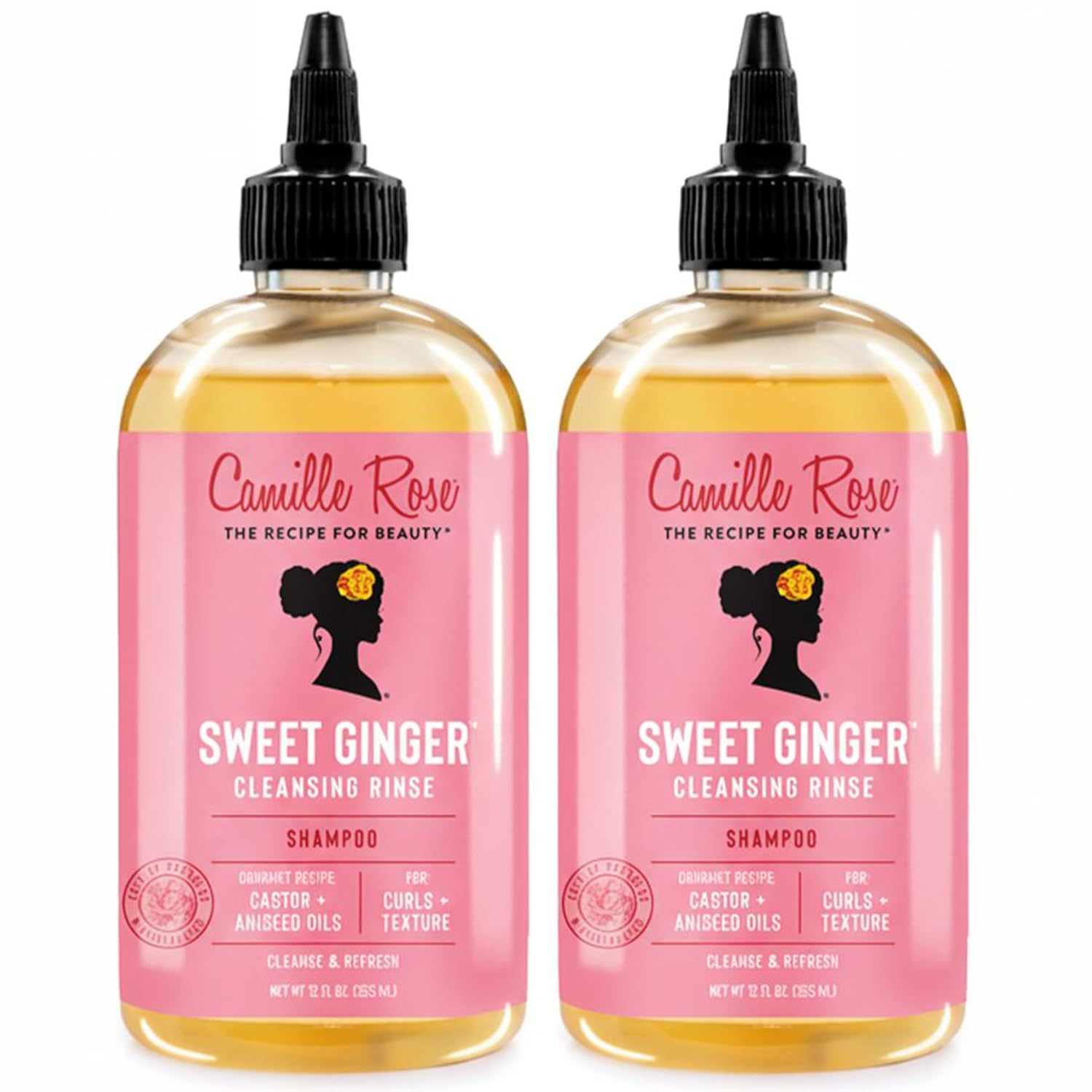Camille Rose Cleansing Rinse 2-Pack, Sweet Ginger, Anise & Lemon Peel – Lightweight Detox Shampoo, Scalp Moisturizer 12 Fl Oz
