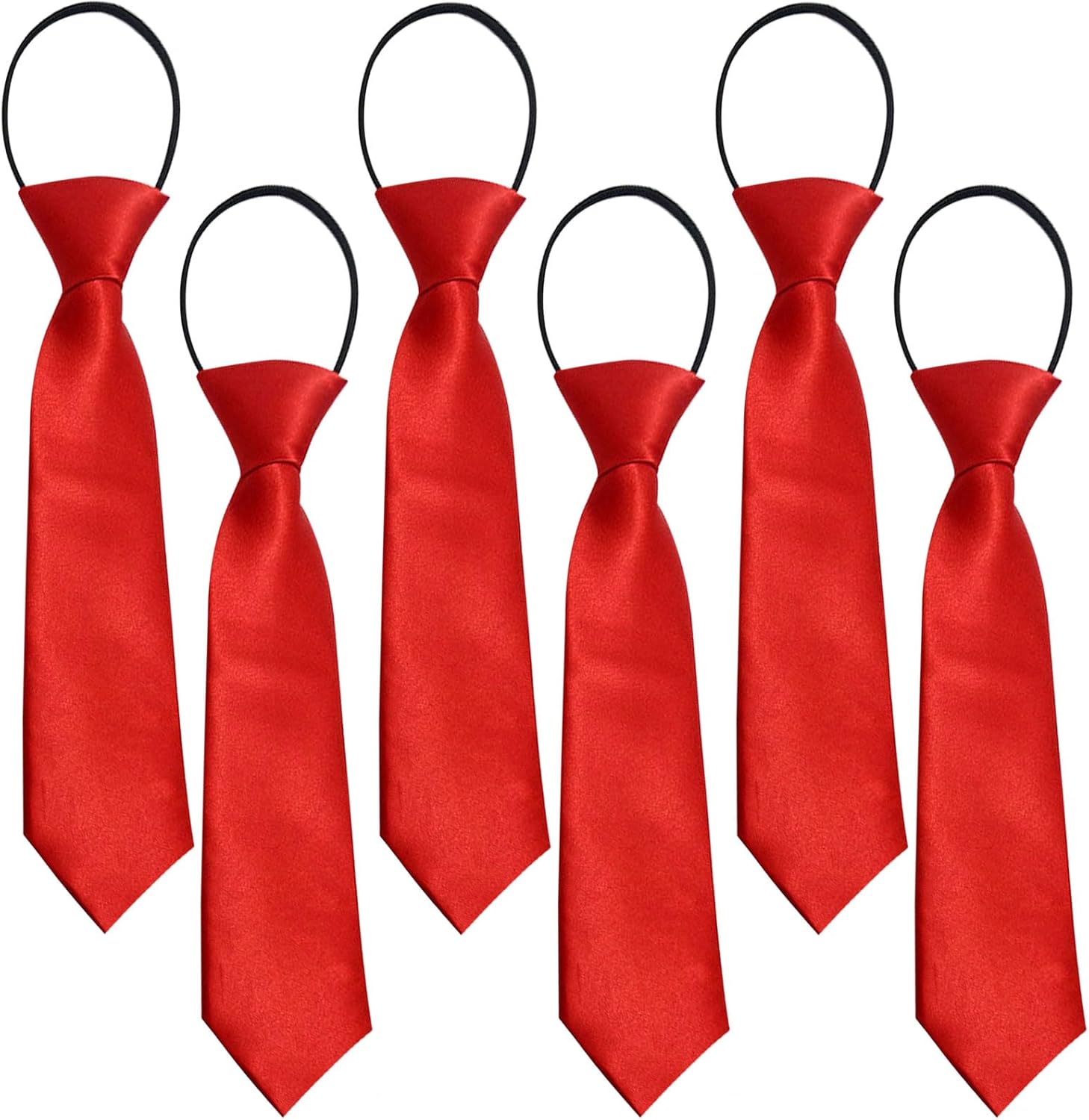 FUIPVGI 6 Pcs Pre-Tied Kids Necktie, Boys' Elastic School Tie, Kids Adjustable Necktie With Loop, Boys Girls Formal Tie for Graduation School Uniforms Formal Wear Weddings Celebration Parties