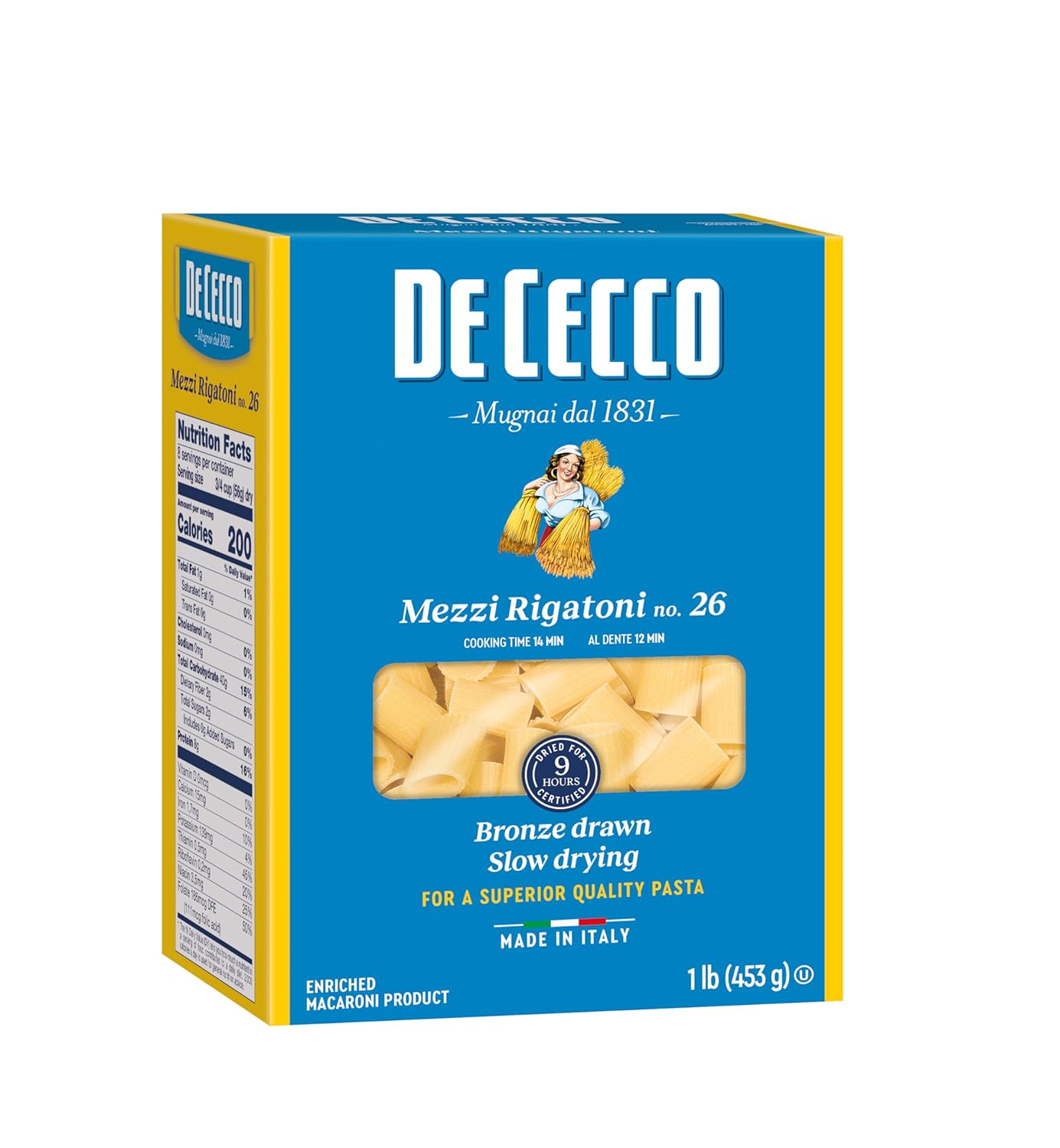De Cecco Semonlina Pasta, Mezzi Rigatoni No.26, 1 Pound (Pack of 5)