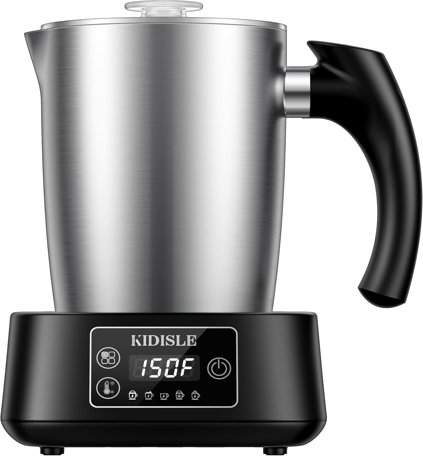 5-in-1 Electric Milk Frother and Steamer, Milk Steamer with Variable Temp, 17oz Split Stainless Steel Hot & Cold Foam Maker, Frother for Coffee, Latte, Hot Chocolate, Dishwasher Safe