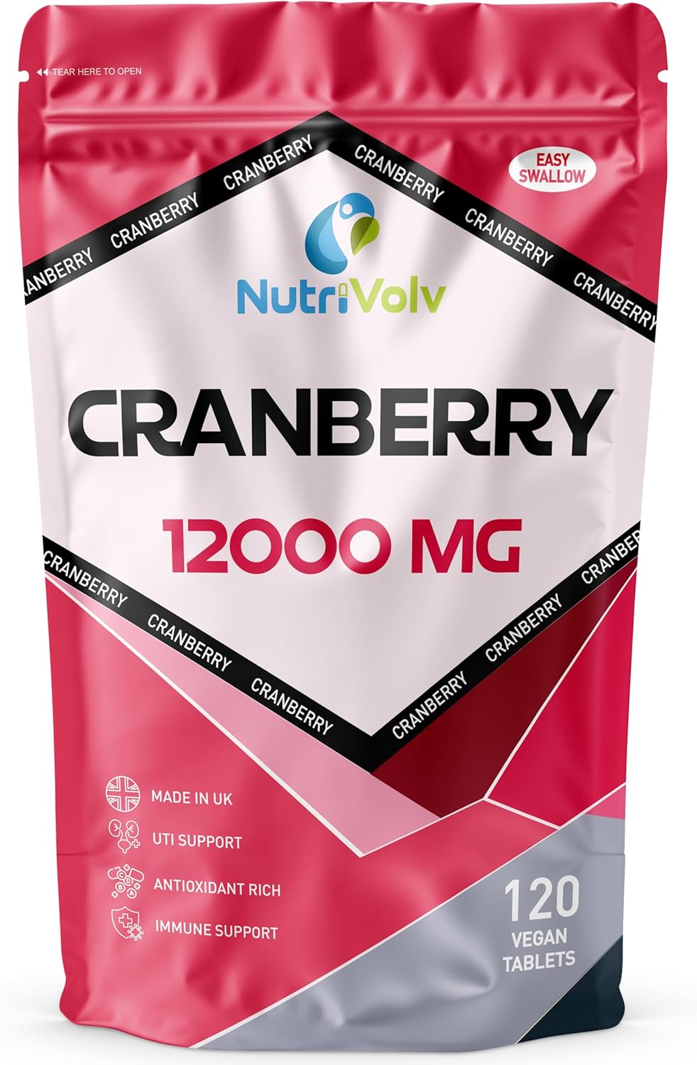 Cranberry 12,000mg Tablets — 120 Tablets Non-Alcoholic & Gluten-Free Antioxidant Syrup — Fights Urinary Tract Infections & Strengthens Your Immunity — Naturally Extracted Pure Cranberries