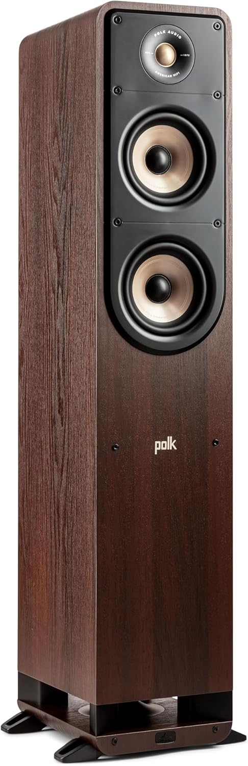 Polk Signature Elite ES50 Tower Speaker - Hi-Res Audio Certified, Dolby Atmos & DTS:X Compatible, 1" Tweeter & (2) 5.25" Woofers, Power Port Technology for Effortless Bass, Contemporary Walnut