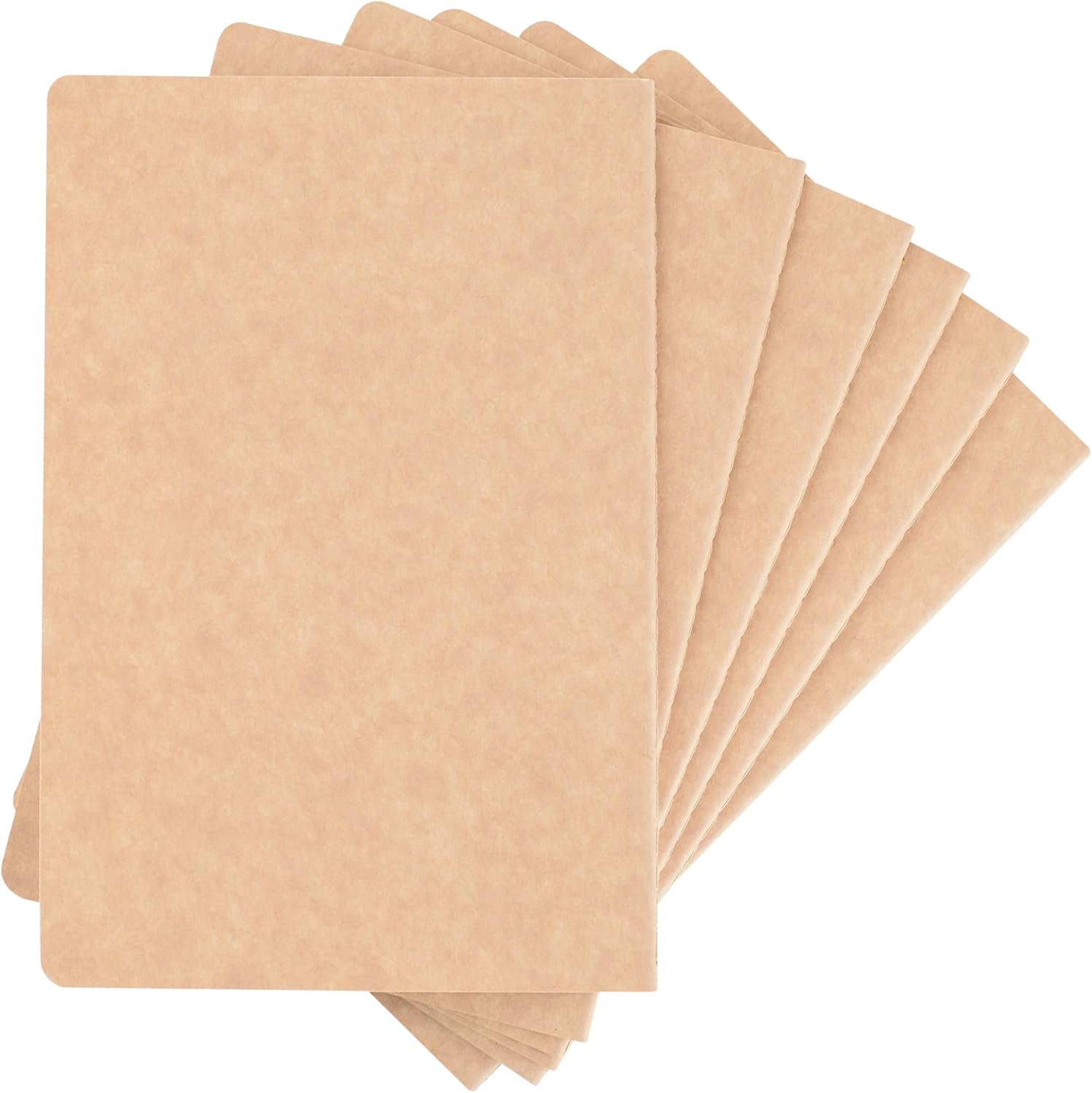 TWONE Journal, Travel Notebook Journal with Brown Soft Cover A5 Notebooks for Travelers, Work, School, Writing Note, Taking Kraft (5.5 x 8.3 Inches, 60 Lined Pages, 30 Sheets, 6-Pack)