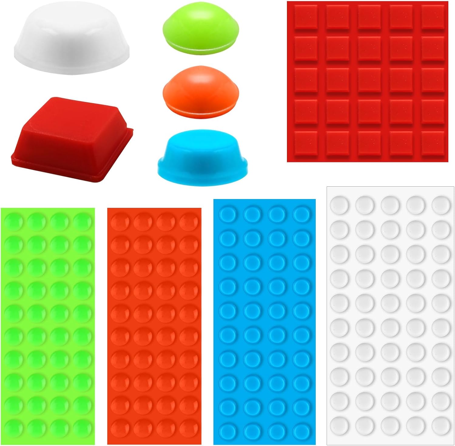 195pcs Bump Dots for Visually Impaired, Silicone Braille Stickers Low Vision Aids Multiple Sizes Shapes Colors Raised Tactile Adhesive Dots for Blind Elderly Products