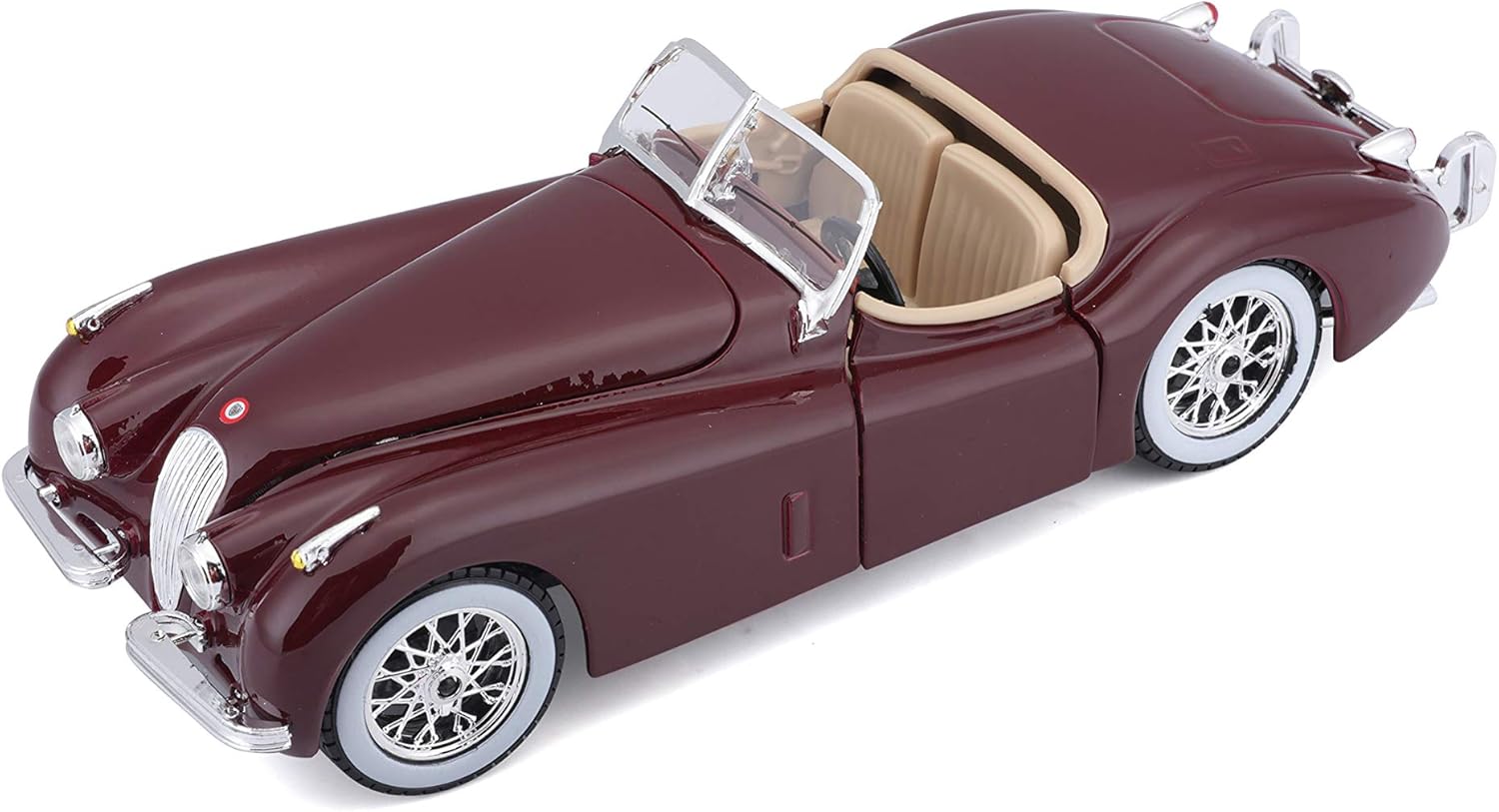 Bburago 1:24 Bijoux Jaguar XK 120 Roadster (1951) Assorted Colours, Silver Or Wine Red Metallic