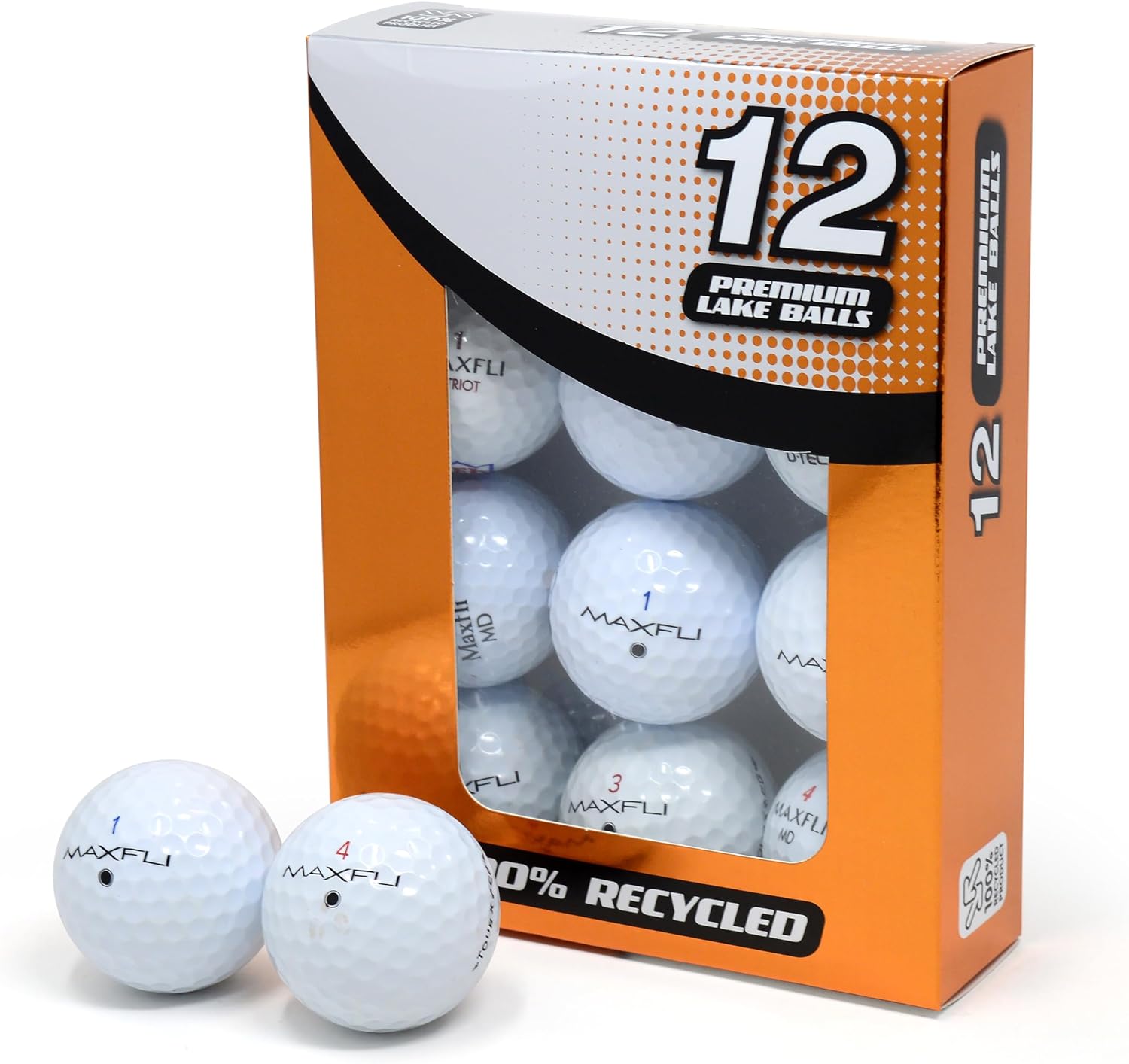 Second Chance Recycled Lake Golf Balls, 12 Pack - Grade A for Maxfli Golf Balls, Mixed