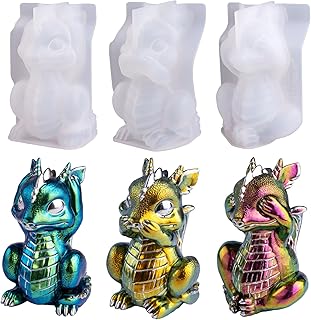 LET'S RESIN Dragon Resin Molds, Hear, Speak, See No Evil 3 Pcs Dragon Epoxy Resin Molds, Lively 3D Animal Silicone Molds for Epoxy Resin, Art Craft, Gift