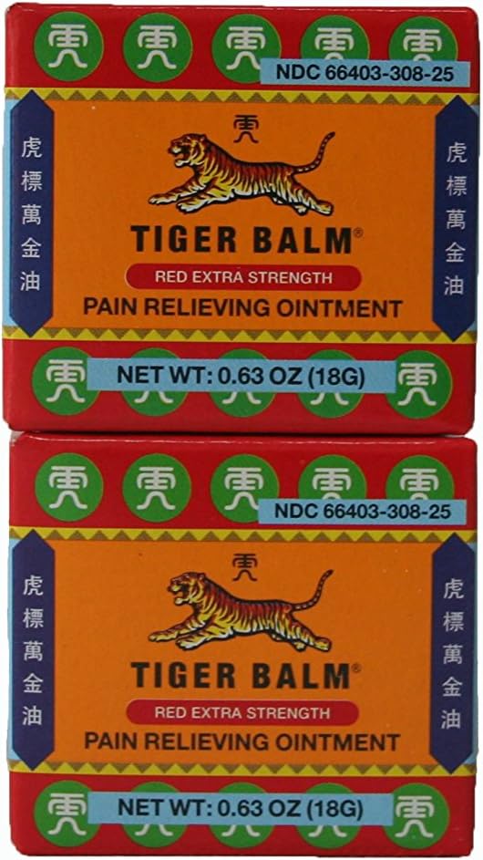 Tiger Balm Red Extra Strength Pain Relieving Ointment 18g (Pack of 2)