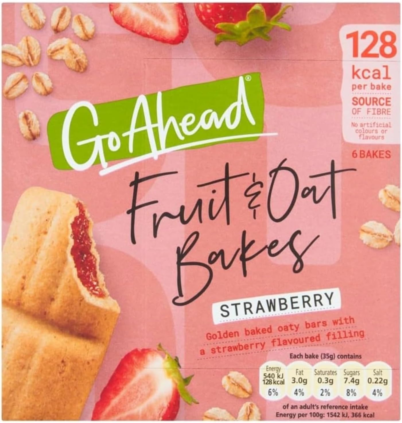 Go Ahead Fruit & Oat Bakes, Strawberry (1 Pack of 6 Bakes)
