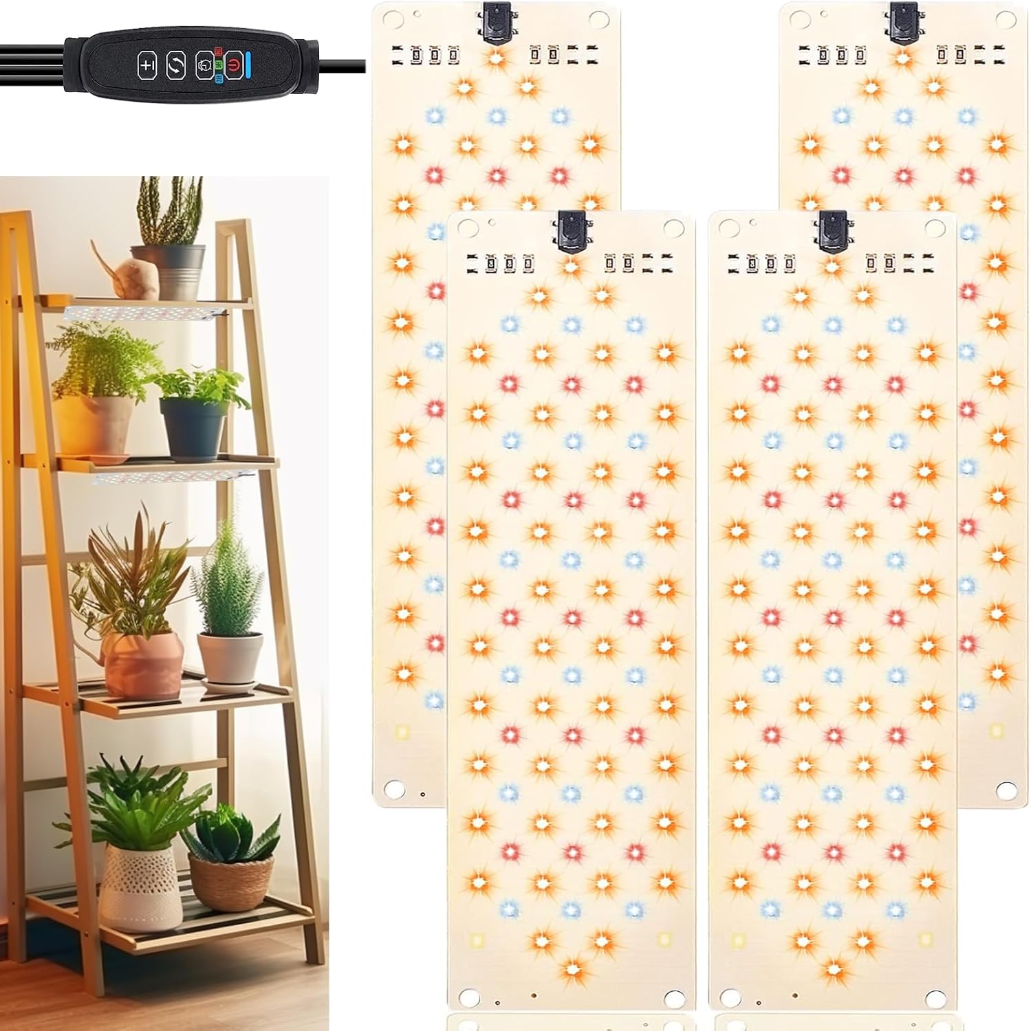 Grow Light,40W Ultra-Thin Panel Grow Lights for Indoor Plants ,316LEDs Full Spectrum Grow Lights for Under Cabinet Plant, Grow Lamp With 3/9/12H Timer ,10 Dimmable Levels for Plants Growing (4pcs)