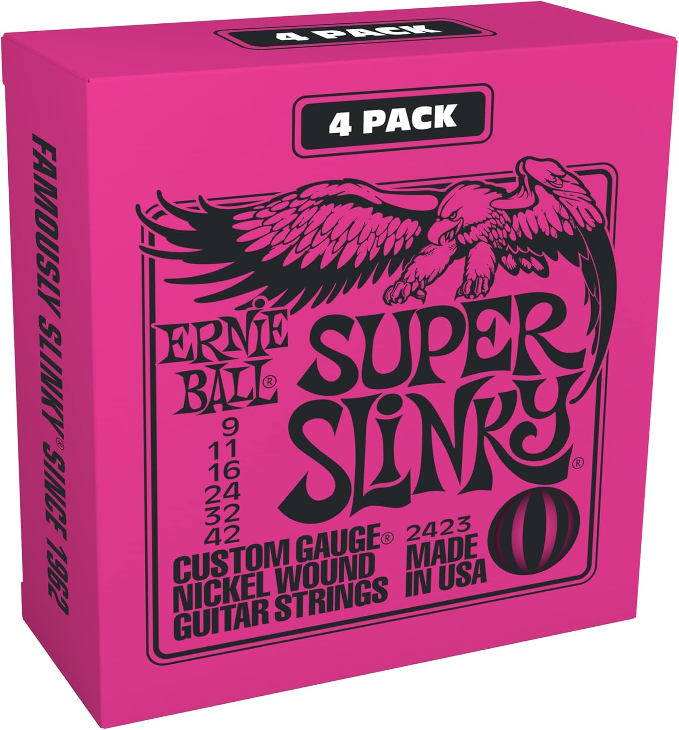 Ernie Ball Super Slinky Nickel Wound Electric Guitar Strings Amazon Exclusive 4-Pack - 9-42 Gauge