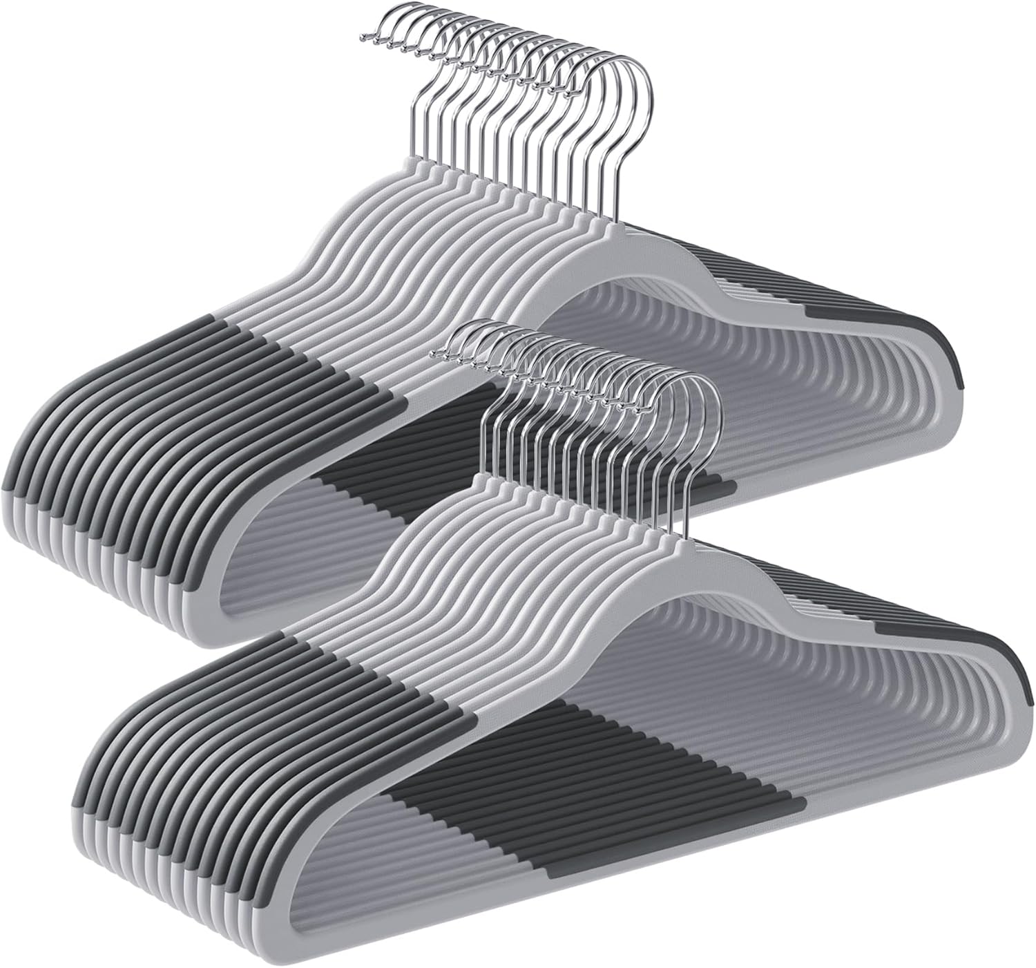 SONGMICS Clothes Hangers, Pack of 50 Plastic Coat Hangers, Space-Saving, Light Gray and Dark Gray UCRF50G