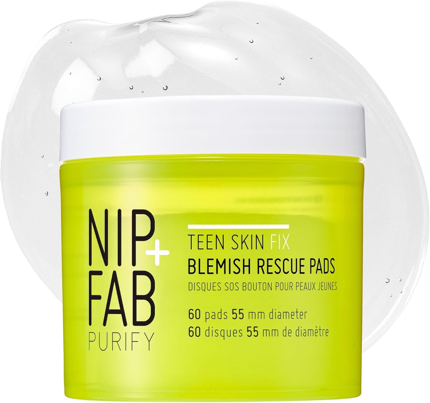 Nip + Fab Teen Skin Fix Zero Breakout Rescue Face Pads with Salicylic Acid, Witch Hazel and Antioxidant Wasabi Extract, BHA Facial Pad for Cleansing Pores Prevent Breakouts Blemishes, 60 Count