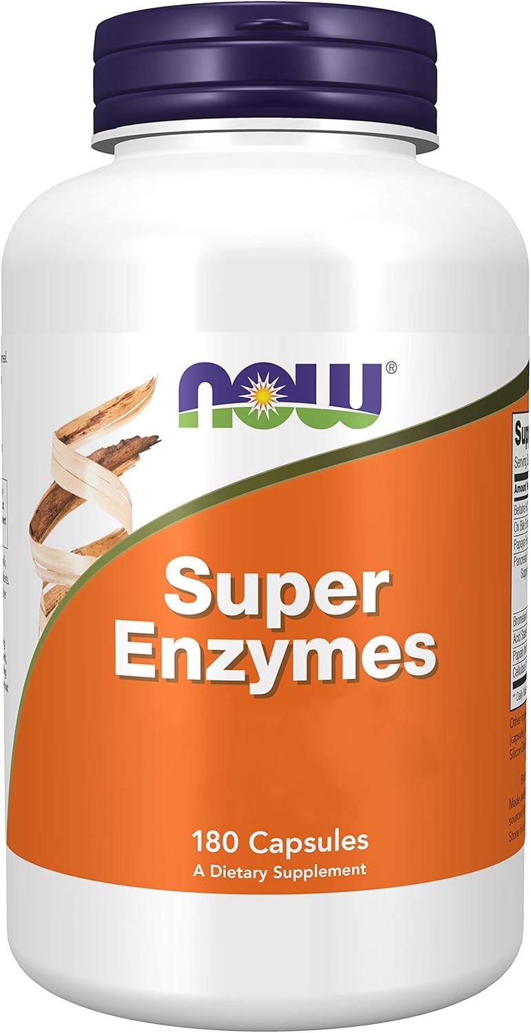 Now Foods, Super Enzymes, 180 Capsules, Lab-Tested, Enzyme Blend, Gluten Free, Soy Free