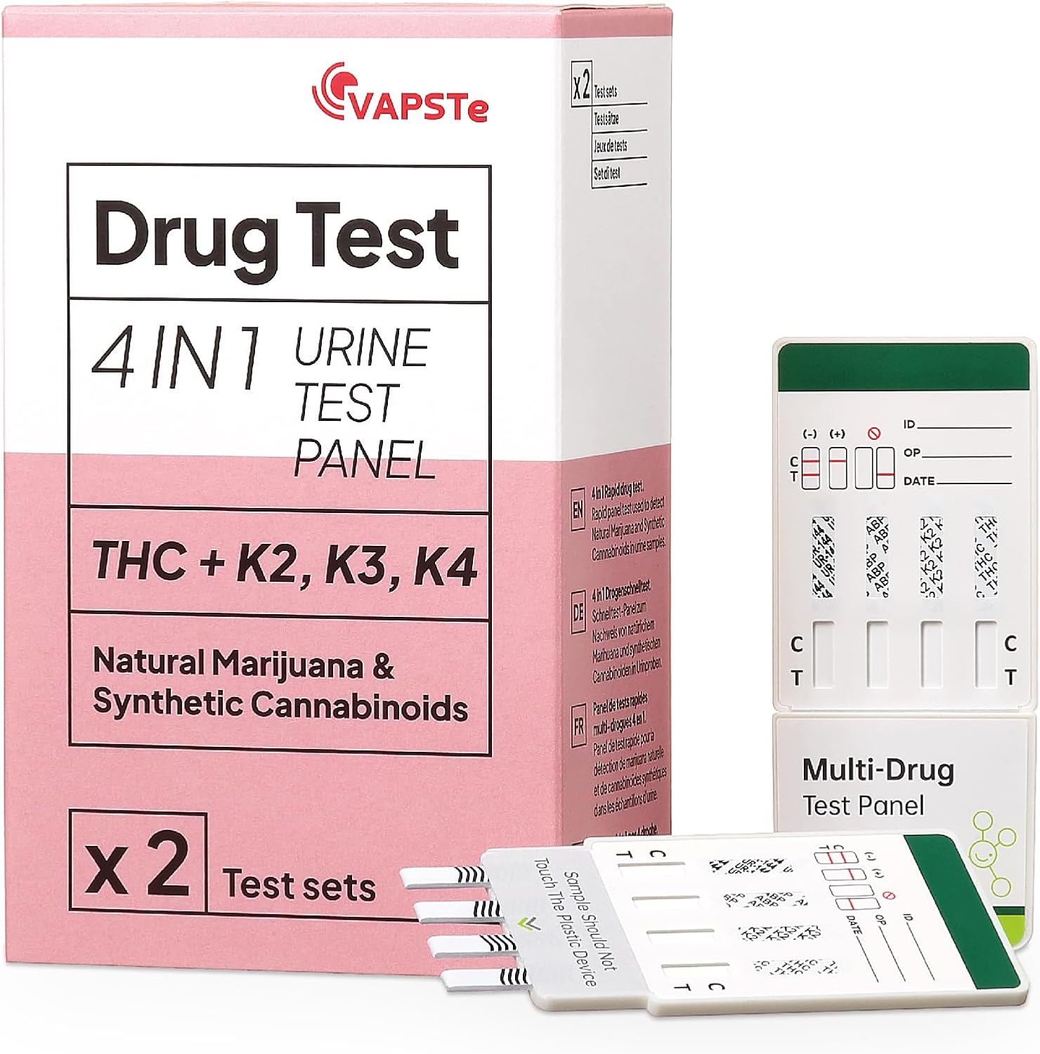 VAPSTe 4-in-1 Urine Drug Test Set x2 | Professional THC & Synthetic Cannabinoids (K2, K3, K4) | Sensitive Dip Cards | Rapid Results | Marijuana & Weed Detection