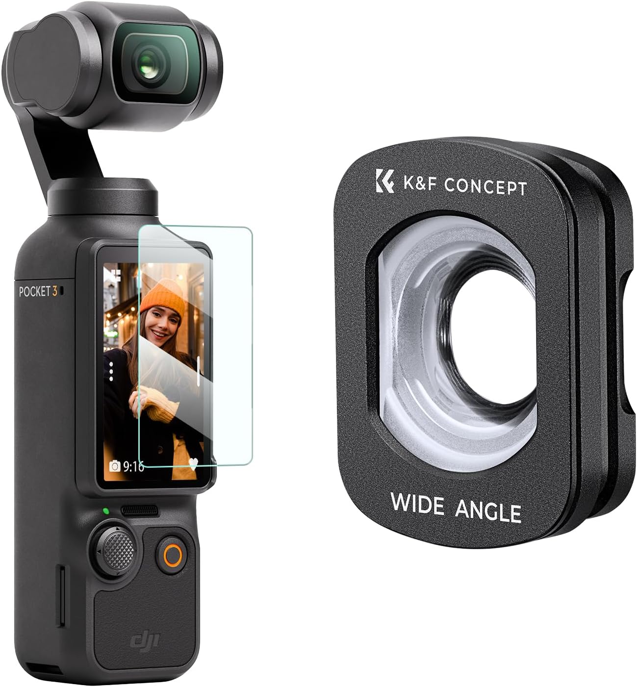 K&F Concept Wide-Angle Lens Compatible with DJI Osmo Pocket 3, Magnetic Attach/Multi-Coated/Optical Glass