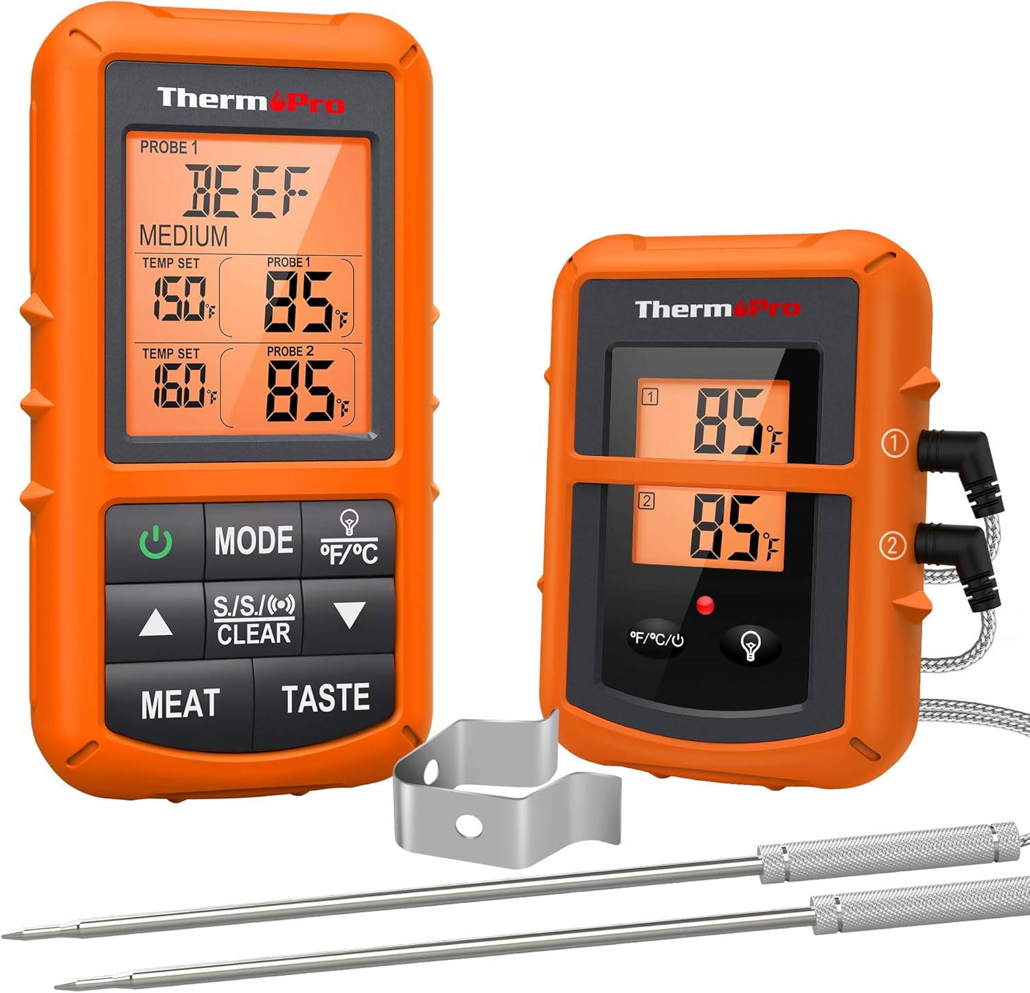ThermoPro TP20 500FT Wireless Meat Thermometer with Dual Meat Probe, Digital Cooking Food Meat Thermometer Wireless for Smoker BBQ Grill Thermometer Beef Steak Fish Turkey Thermometer