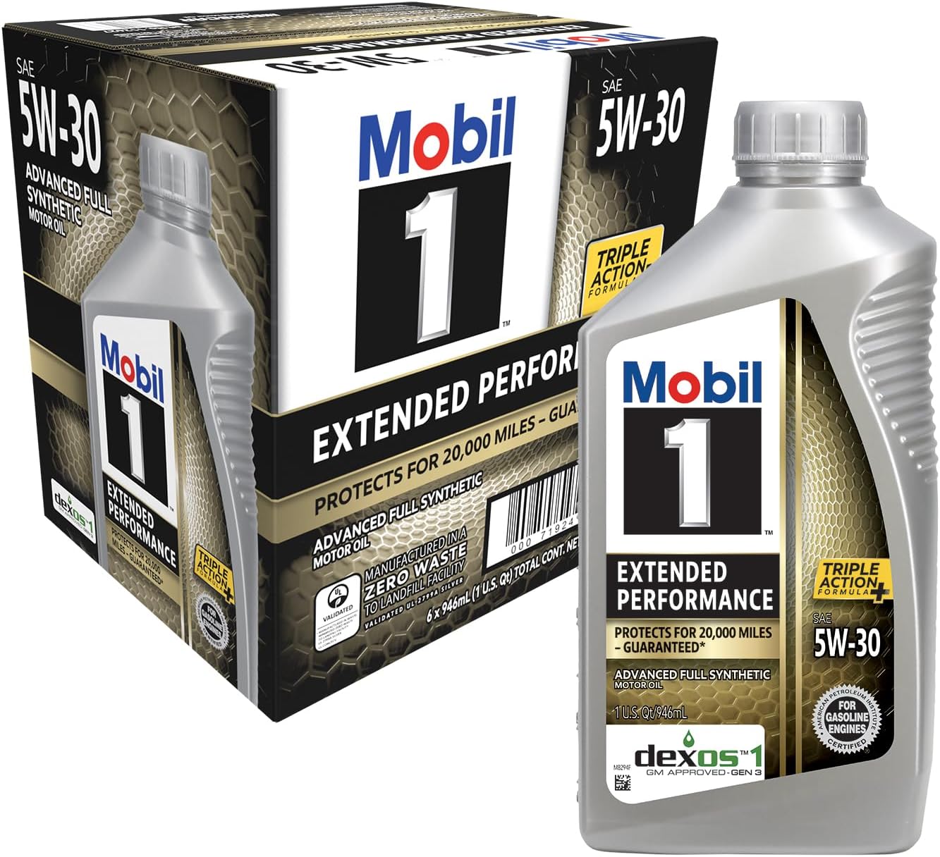 Mobil 1 Extended Performance Full Synthetic Motor Oil 5W-30, 6-pack of 1 quarts