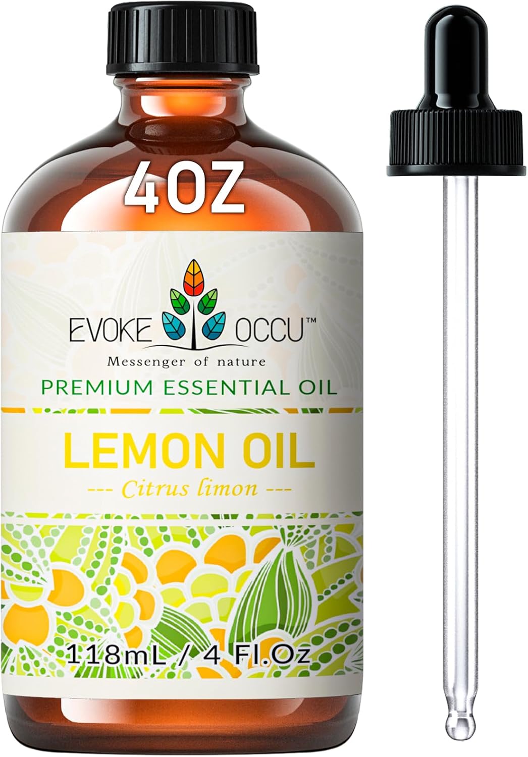 EVOKE OCCU Lemon Essential Oil 118ml, Pure for Diffuser, Aromatherapy, Cleansing, Clean, DIY