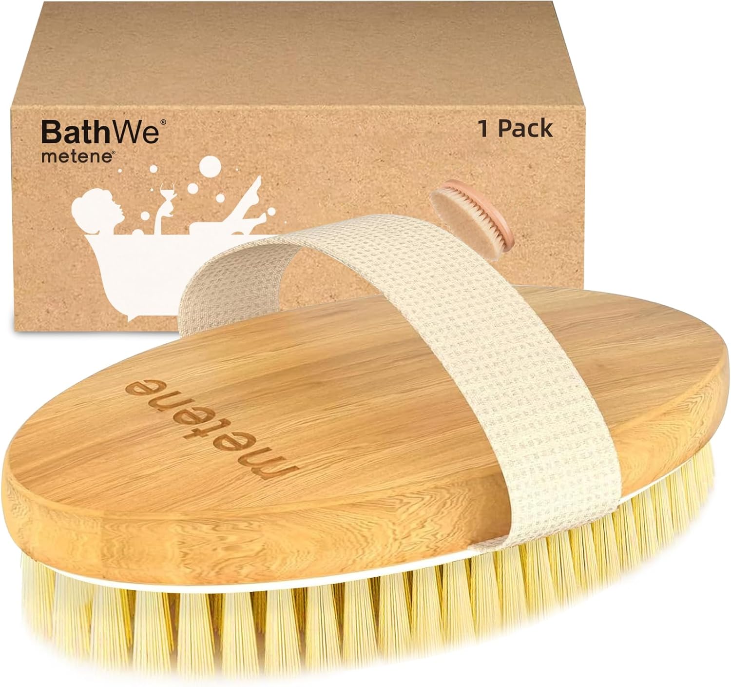 Metene Dry Brushing Body Brush, Exfoliating Body Scrubbers, Natural Bristles for Dry Skin, Improve Circulation, Stop Ingrown Hairs, Reduce Acne and Cellulite