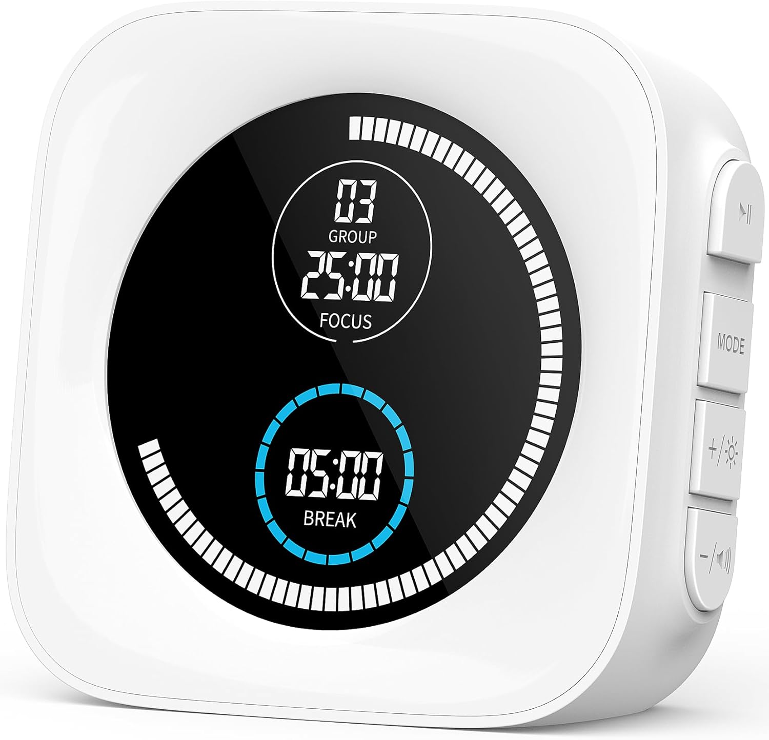Pomodoro Time Productivity Focus Timer 99 Min Visual Countdown Stopwatch Desk ADHD for Study, Work, Student, Procrastination, Loud Alarm/Mute/Vibration, 2 Brightness Levels
