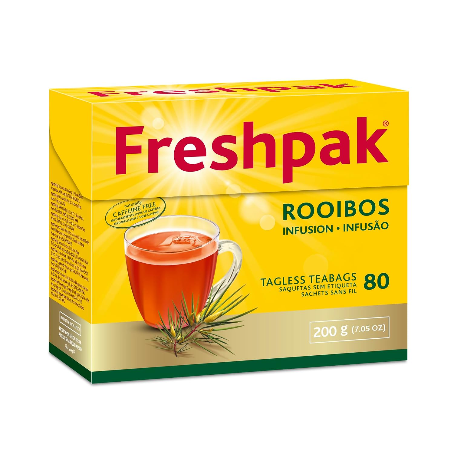 Freshpak Pure Rooibos Tea 80 Tagless Bags, Pure Rooibos and No Rooibos Infusion, New Packaging (Pack of 3)