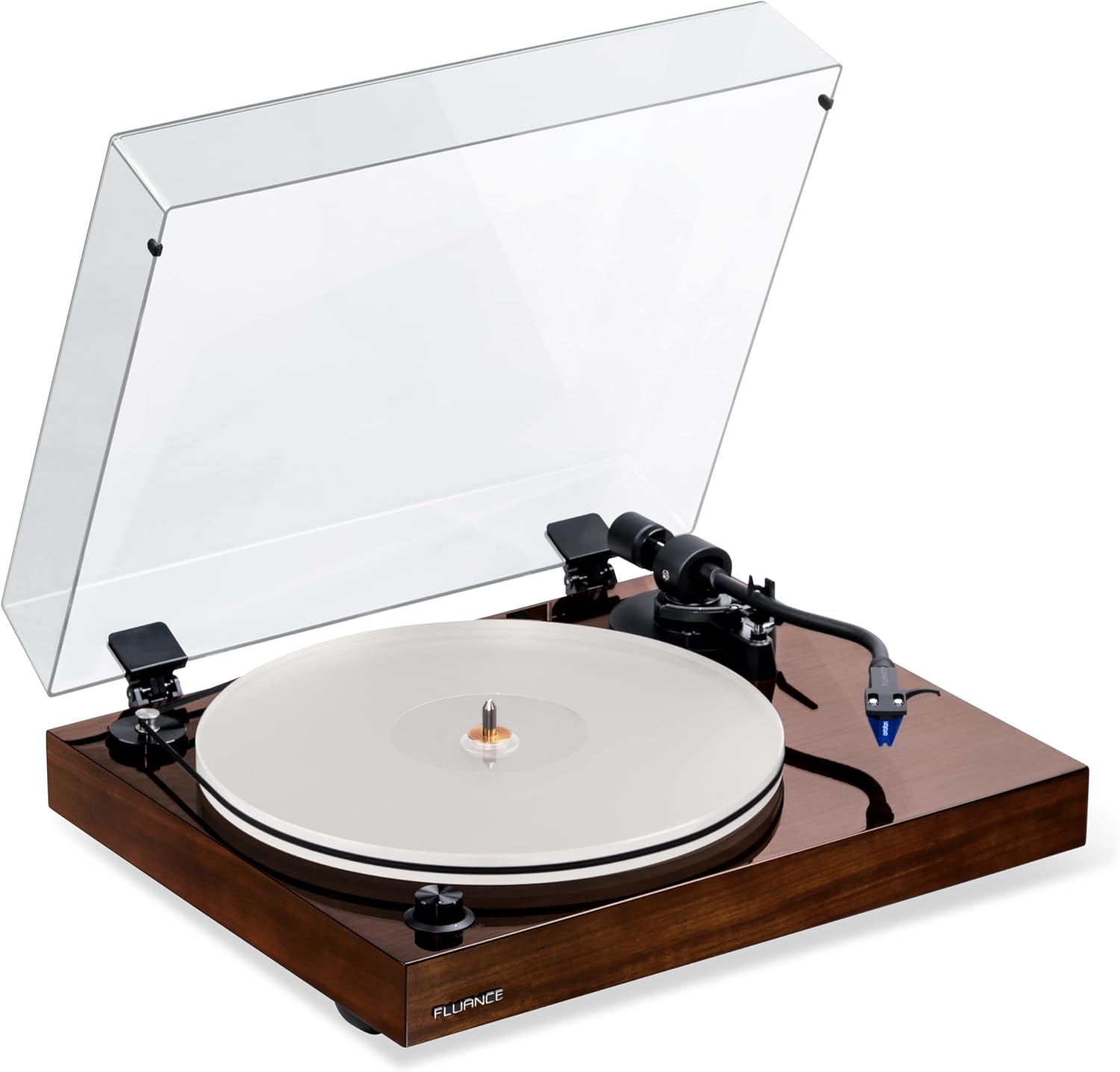 Fluance RT85 Turntable with Ortofon Cartridge, Acrylic Platter, Speed Control, and Vibration Isolation - Walnut