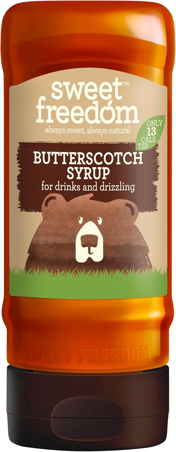 Sweet Freedom Butterscotch Syrup - 350 g | Natural Great Taste With Sweetness Derived from Fruit | Ideal for Coffee, Baking & Dessert | No Preservatives or Allergens | Vegan | Only 13 Cal Per Teaspoon